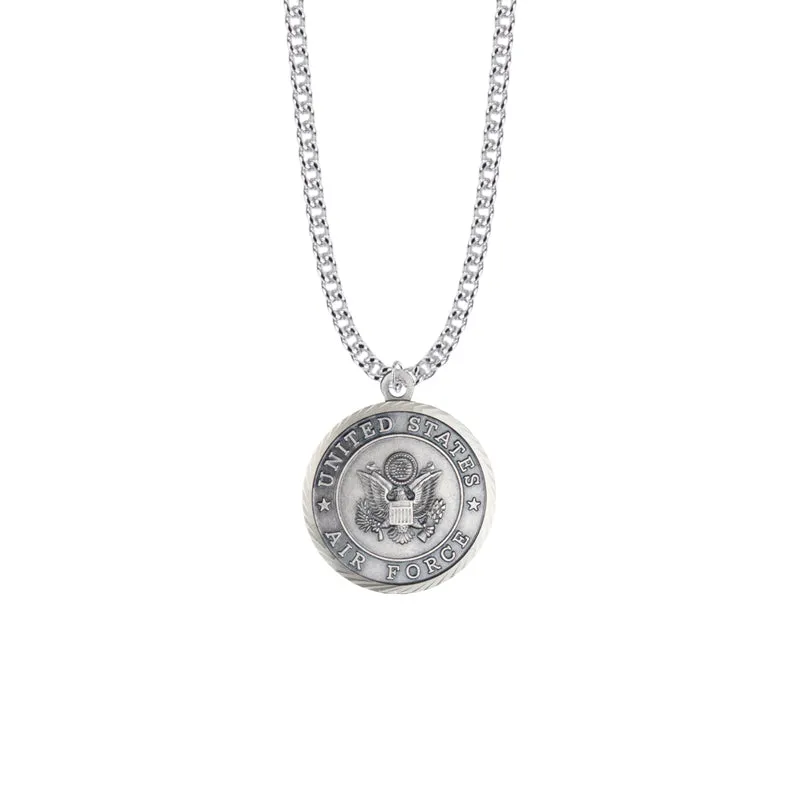 1-1/8 Inch Round Nickel Silver U.S. Air Force Medal with Christ Strengthens Me on Back (Not Available - License Pending)