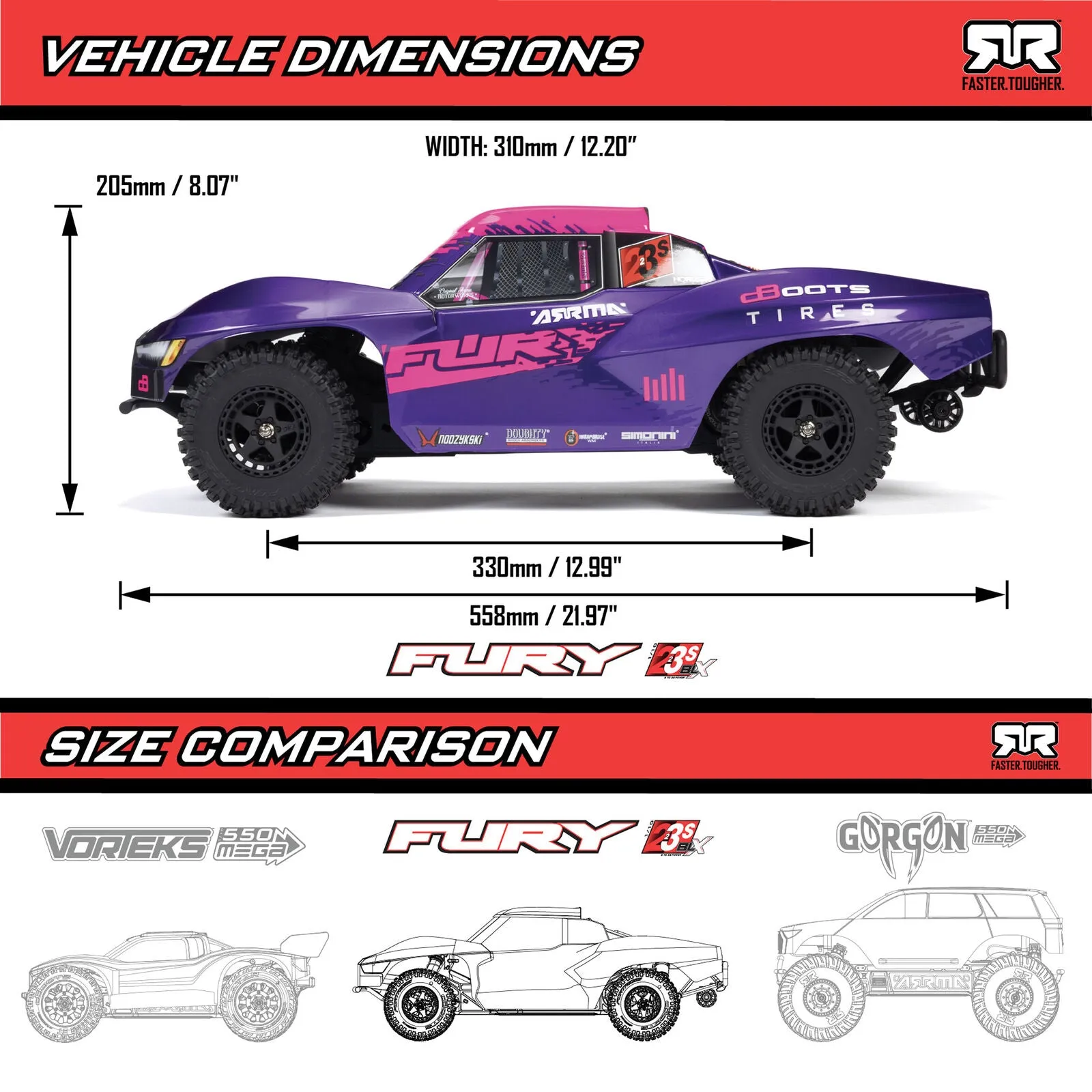 1/10 FURY 2wd 223S BLX Brushless Short Course Truck RTR with DSC, Blue