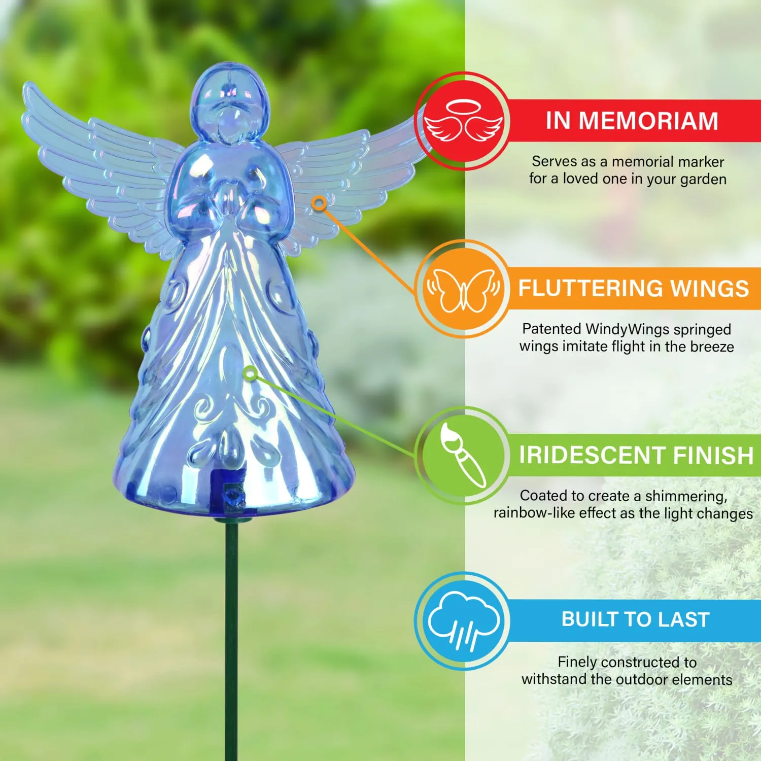 2 Piece Blue Angel WindyWing Garden Stakes, 4.5 by 30 Inches