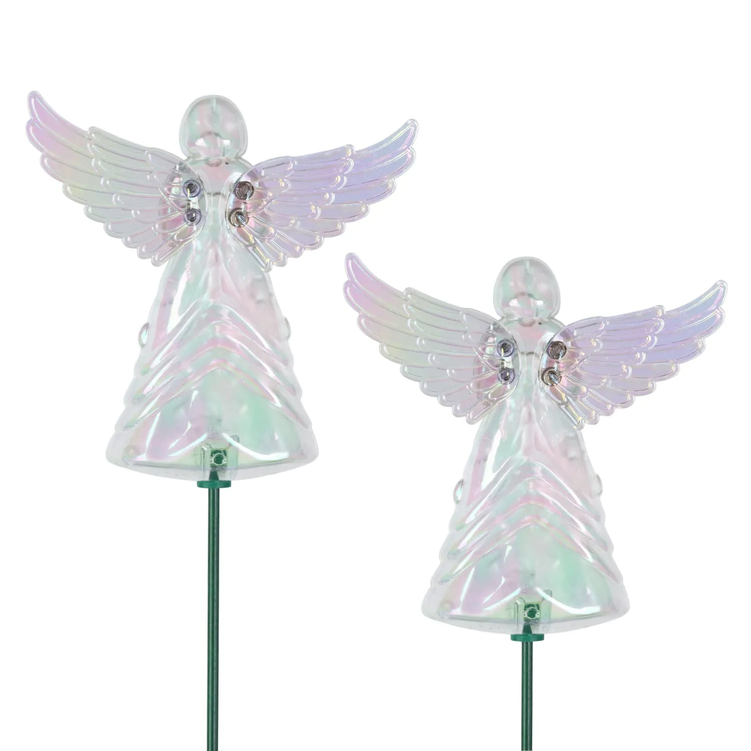 2 Piece Clear Angel WindyWing Garden Stakes, 4.5 by 30 Inches
