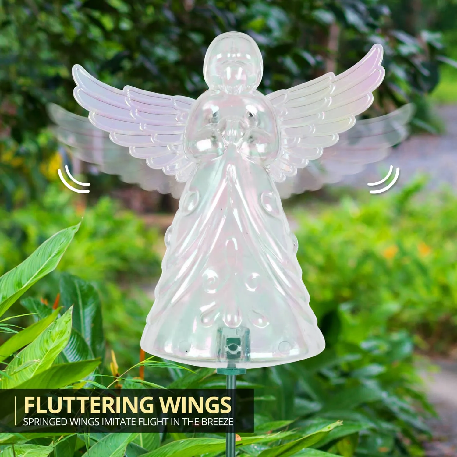 2 Piece Clear Angel WindyWing Garden Stakes, 4.5 by 30 Inches
