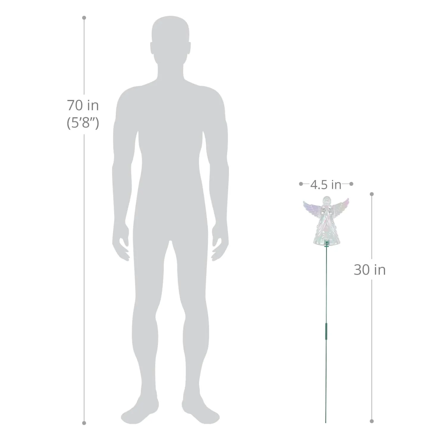 2 Piece Clear Angel WindyWing Garden Stakes, 4.5 by 30 Inches