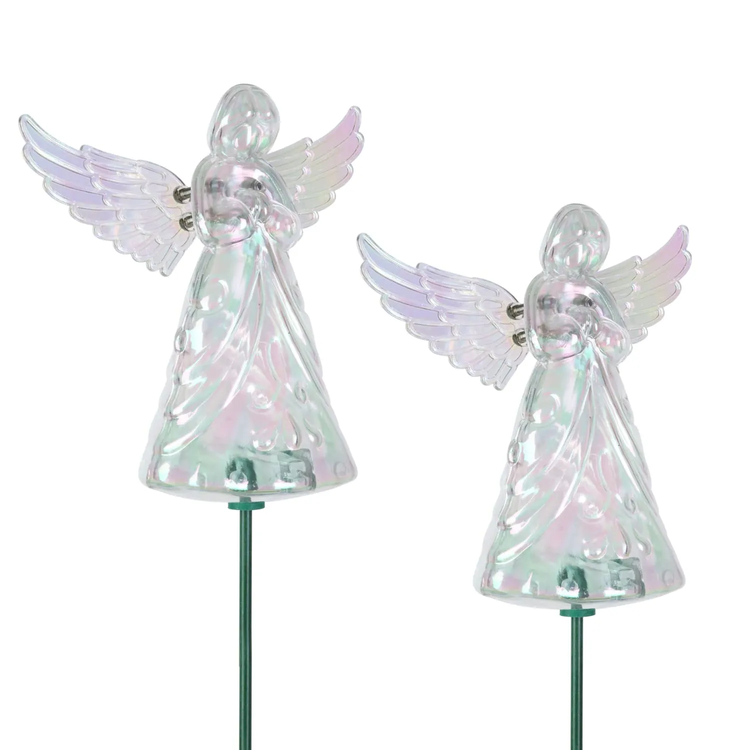 2 Piece Clear Angel WindyWing Garden Stakes, 4.5 by 30 Inches