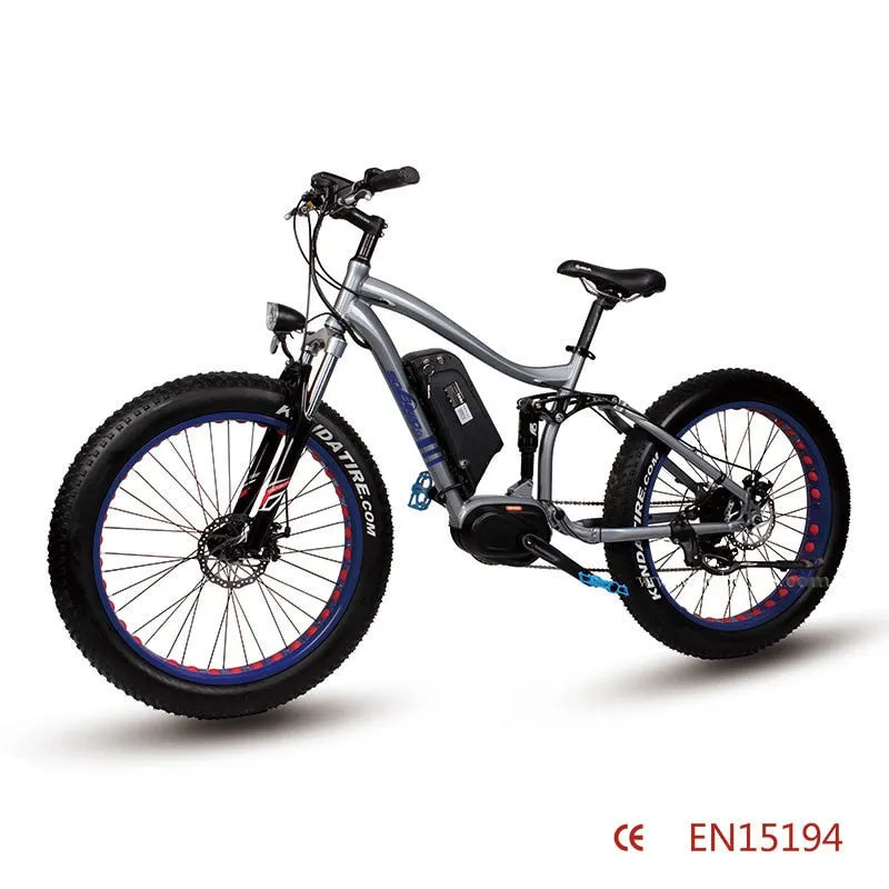26inch electric mountain bicycle  Fat tire 8FUN center motor electric bike 36V Double shock absorption Soft tail mountain