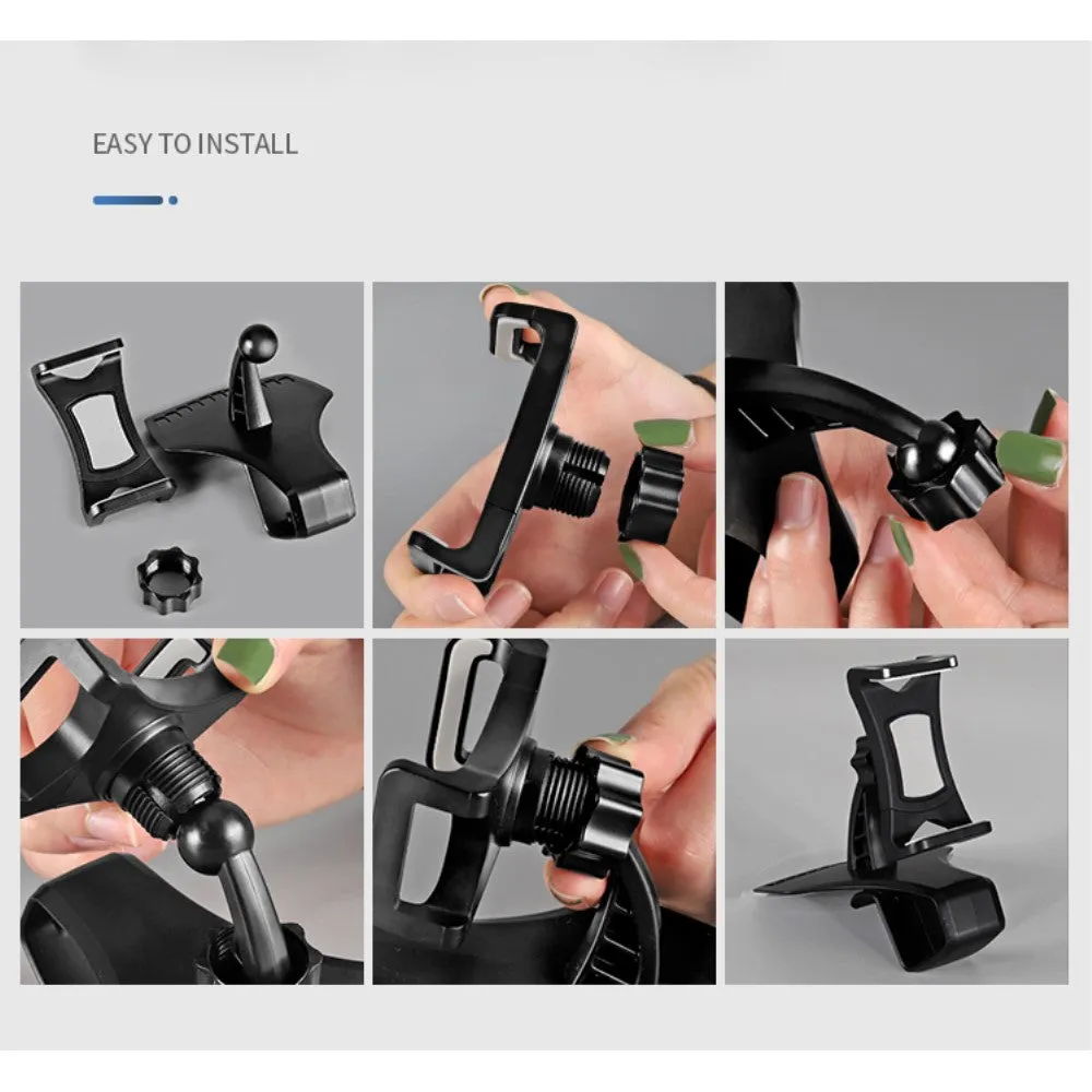 3 in 1 Car GPS Smartphone Holder: Dashboard / Visor Clamp   AC Grid Clip for Intex cloud Force - Black