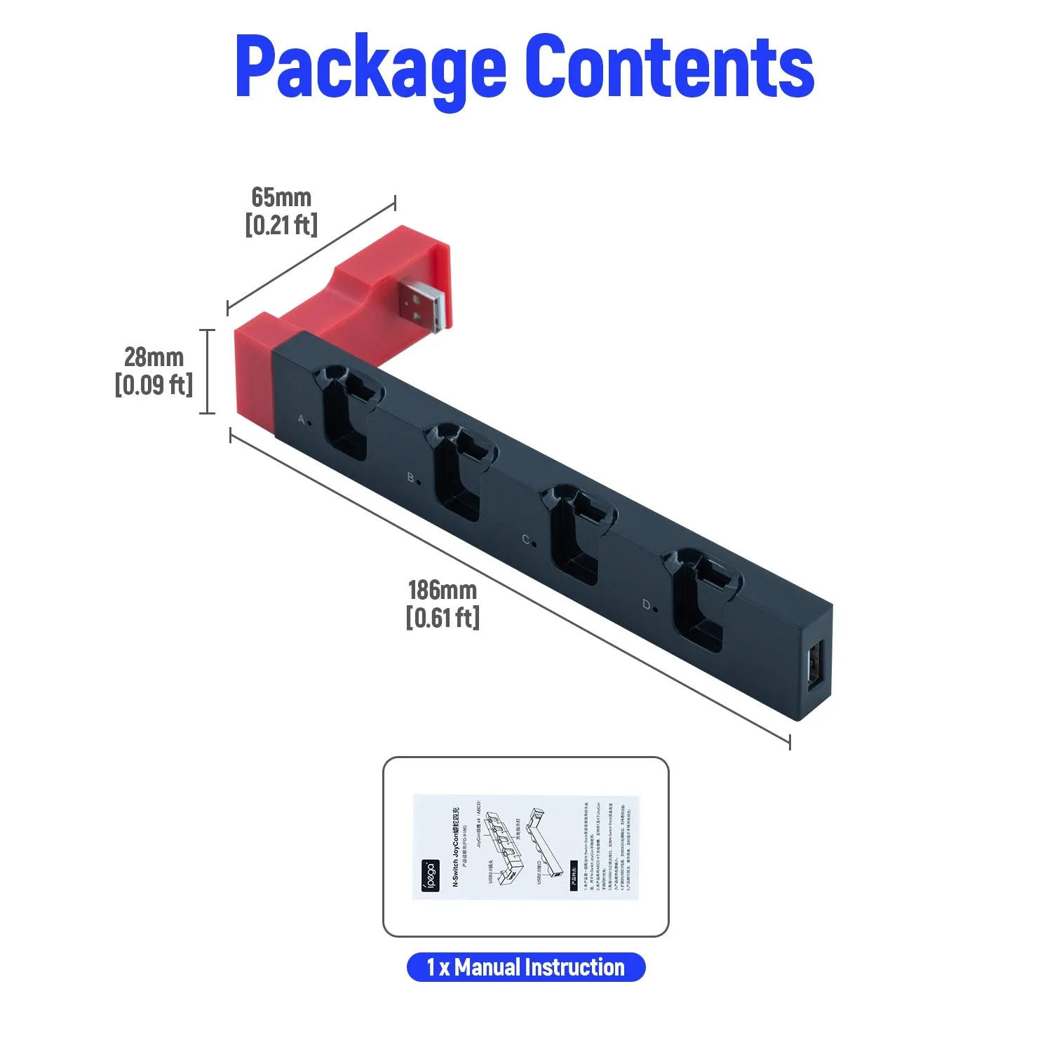 4 in 1 for Nintendo Switch Charging Dock Station for Joy-Con with LED Indicator iPega PG-9186 with USB 2.0 switch dock