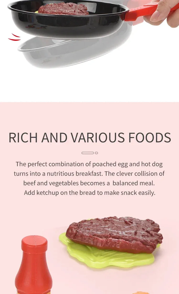 8PCS Children Kitchen Food Toys Simulation Cookware Game Set Pretend Play Pot Steak Vegetable Bread Hot Dog Omelette Kids Gift
