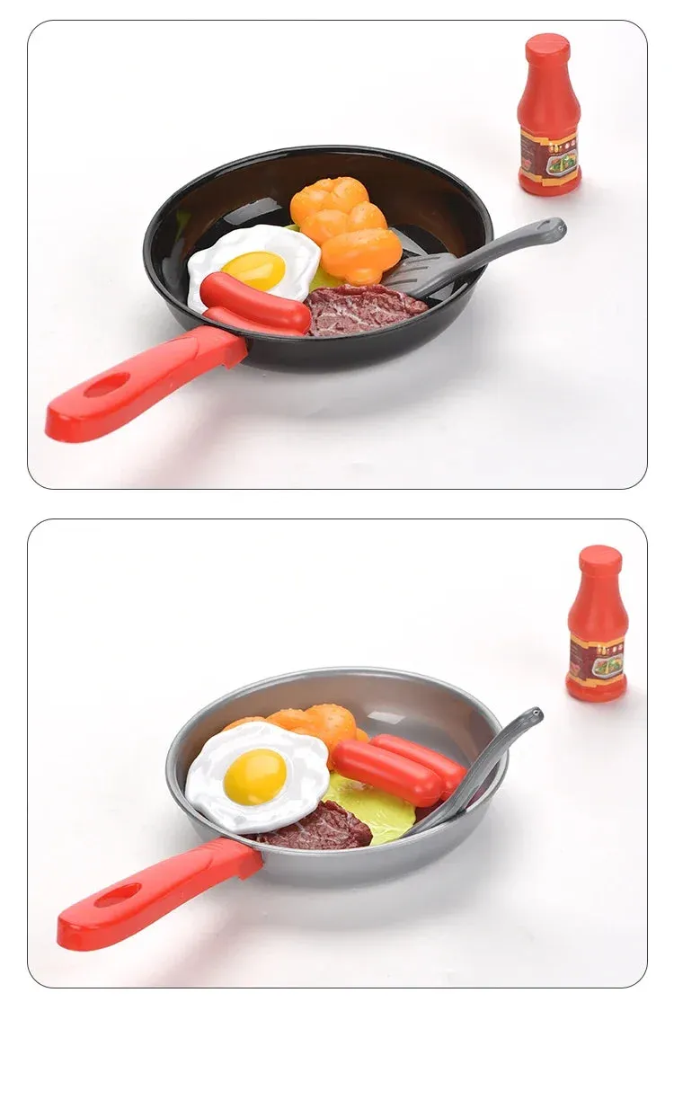 8PCS Children Kitchen Food Toys Simulation Cookware Game Set Pretend Play Pot Steak Vegetable Bread Hot Dog Omelette Kids Gift