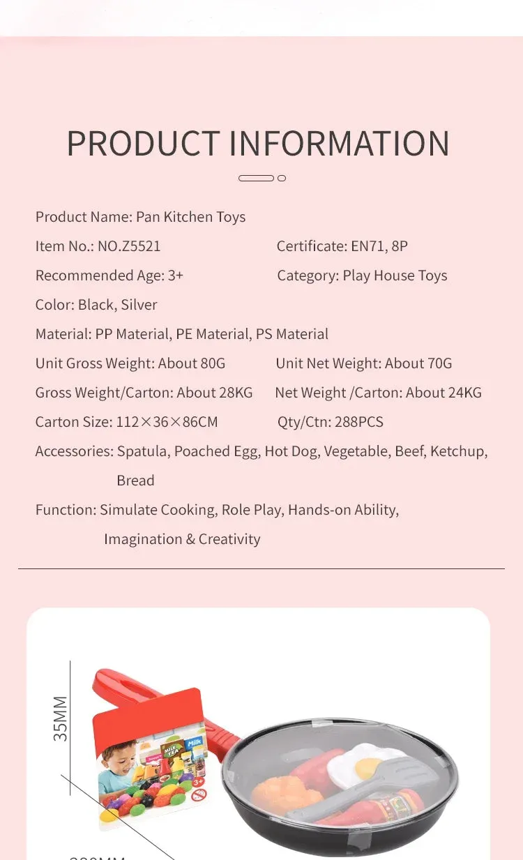 8PCS Children Kitchen Food Toys Simulation Cookware Game Set Pretend Play Pot Steak Vegetable Bread Hot Dog Omelette Kids Gift