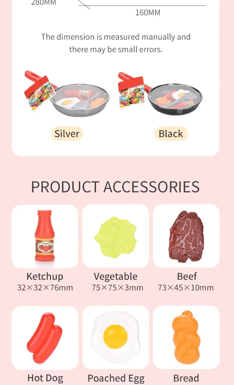 8PCS Children Kitchen Food Toys Simulation Cookware Game Set Pretend Play Pot Steak Vegetable Bread Hot Dog Omelette Kids Gift