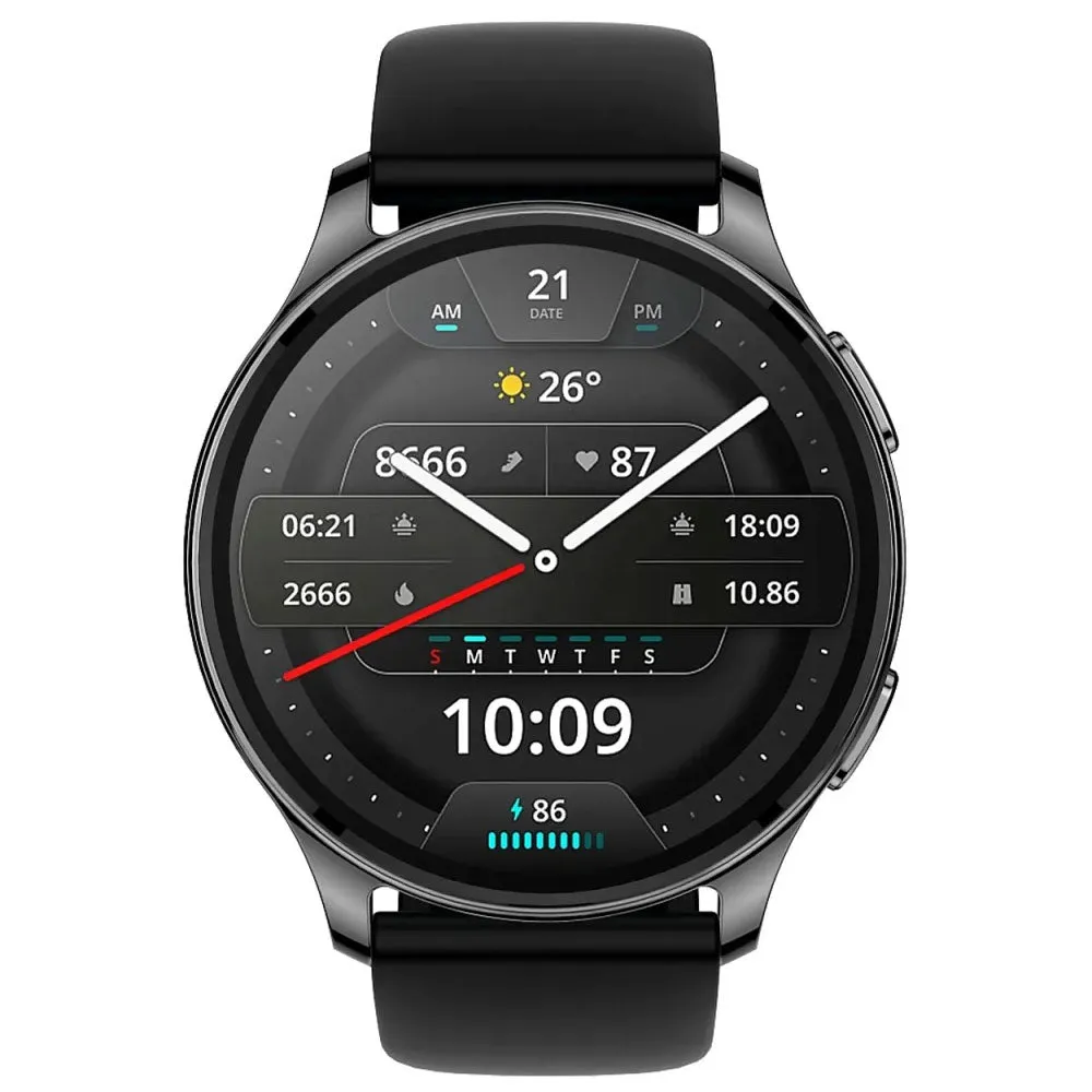 Amazfit Pop 3R Smart Watch (45.5mm) Black Case With Black Silicone Strap