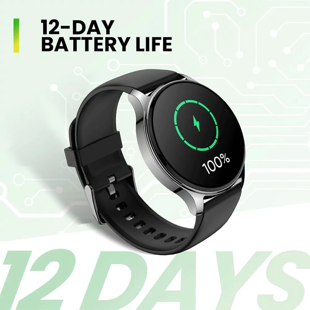 Amazfit Pop 3R Smart Watch (45.5mm) Silver Case With Black Silicone Strap