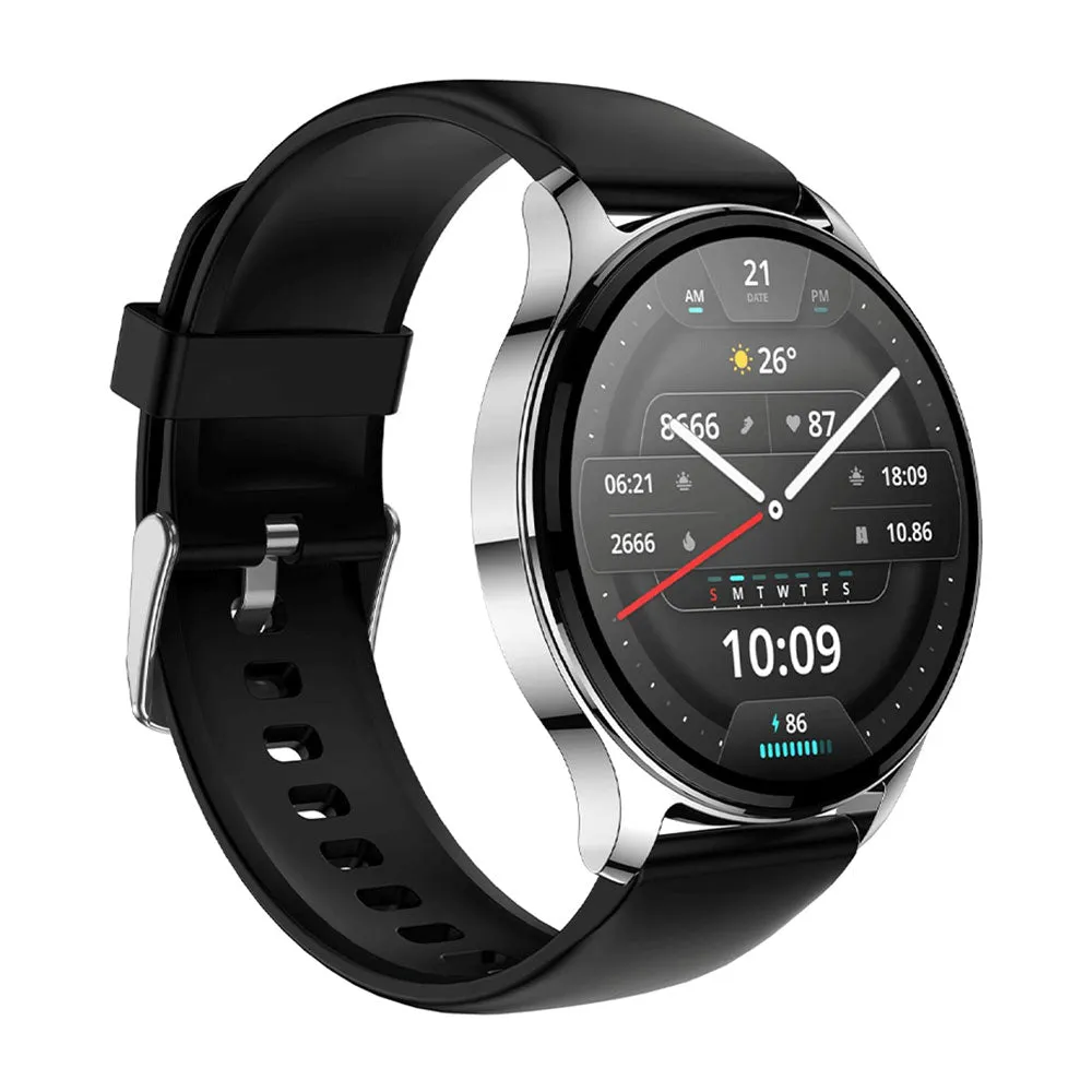 Amazfit Pop 3R Smart Watch (45.5mm) Silver Case With Black Silicone Strap