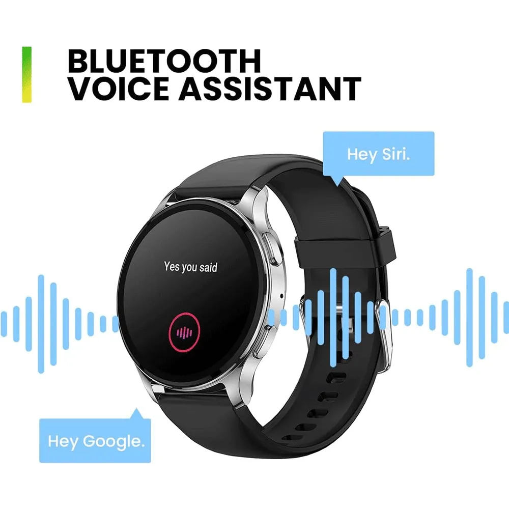 Amazfit Pop 3R Smart Watch (45.5mm) Silver Case With Black Silicone Strap