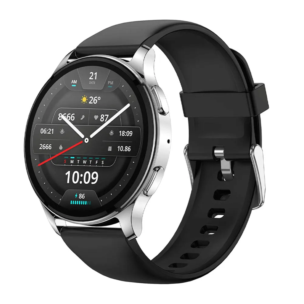 Amazfit Pop 3R Smart Watch (45.5mm) Silver Case With Black Silicone Strap