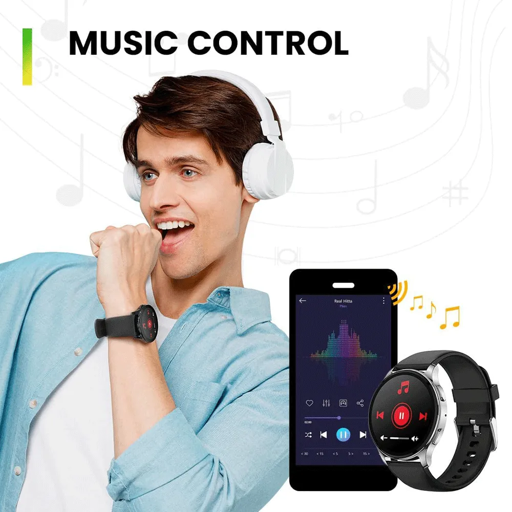 Amazfit Pop 3R Smart Watch (45.5mm) Silver Case With Black Silicone Strap