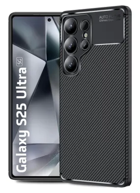 Aramid Fibre Rugged Flexible TPU Series Shockproof Armor Back Cover for Samsung Galaxy S25 Ultra 5G, 6.8 inch, Black