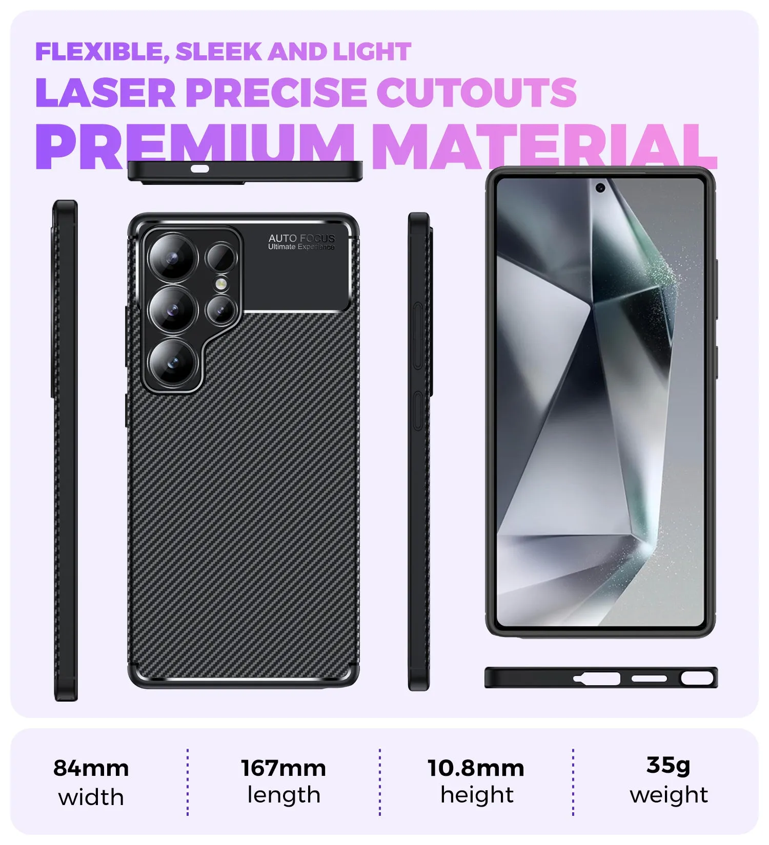 Aramid Fibre Rugged Flexible TPU Series Shockproof Armor Back Cover for Samsung Galaxy S25 Ultra 5G, 6.8 inch, Black