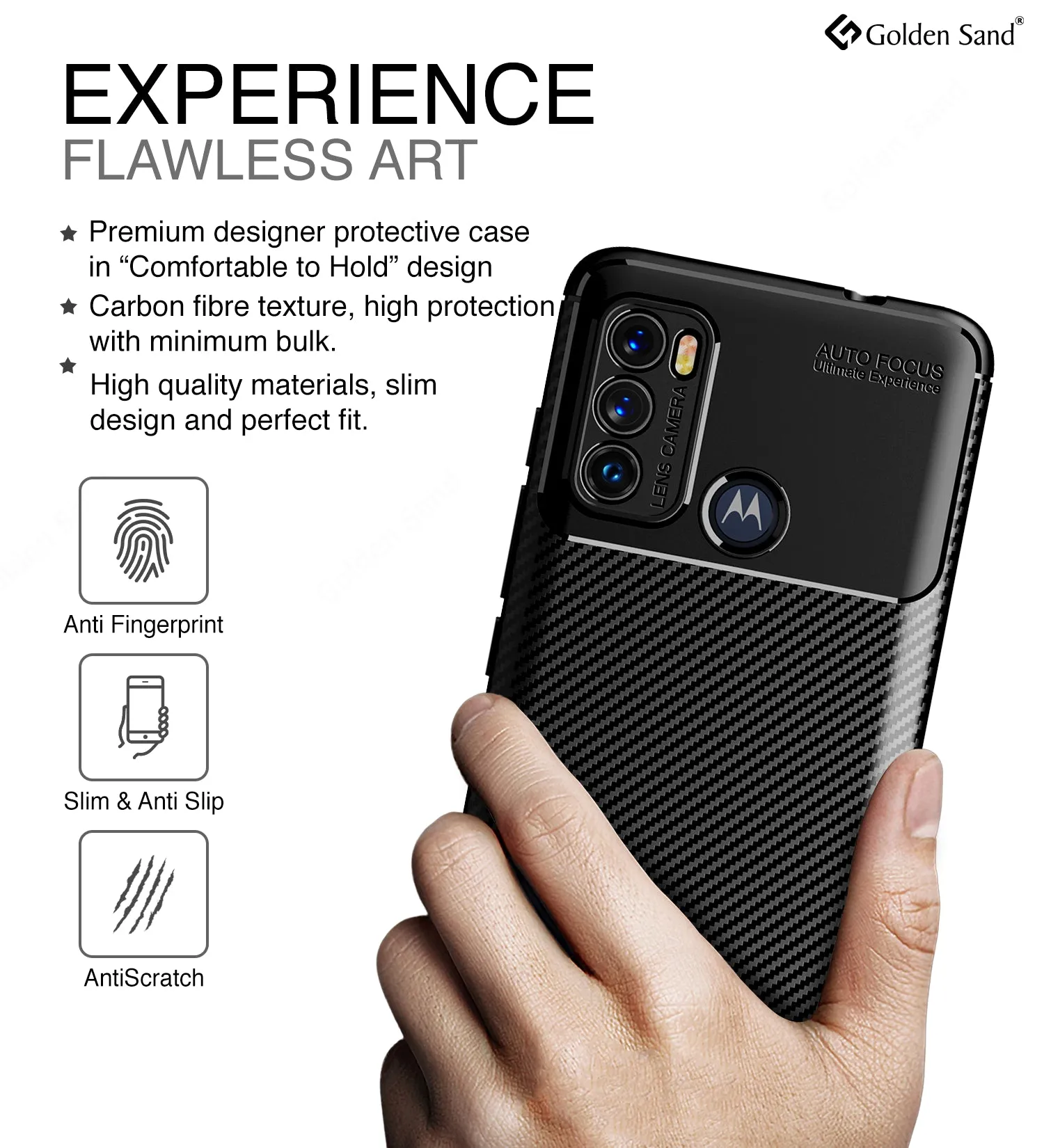 Aramid Fibre Series Shockproof Armor Back Case for Motorola Moto G40 Fusion, Motorola Moto G60, 6.8 inch, Black