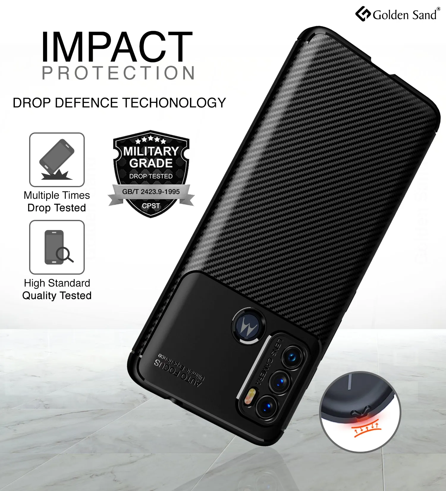 Aramid Fibre Series Shockproof Armor Back Case for Motorola Moto G40 Fusion, Motorola Moto G60, 6.8 inch, Black