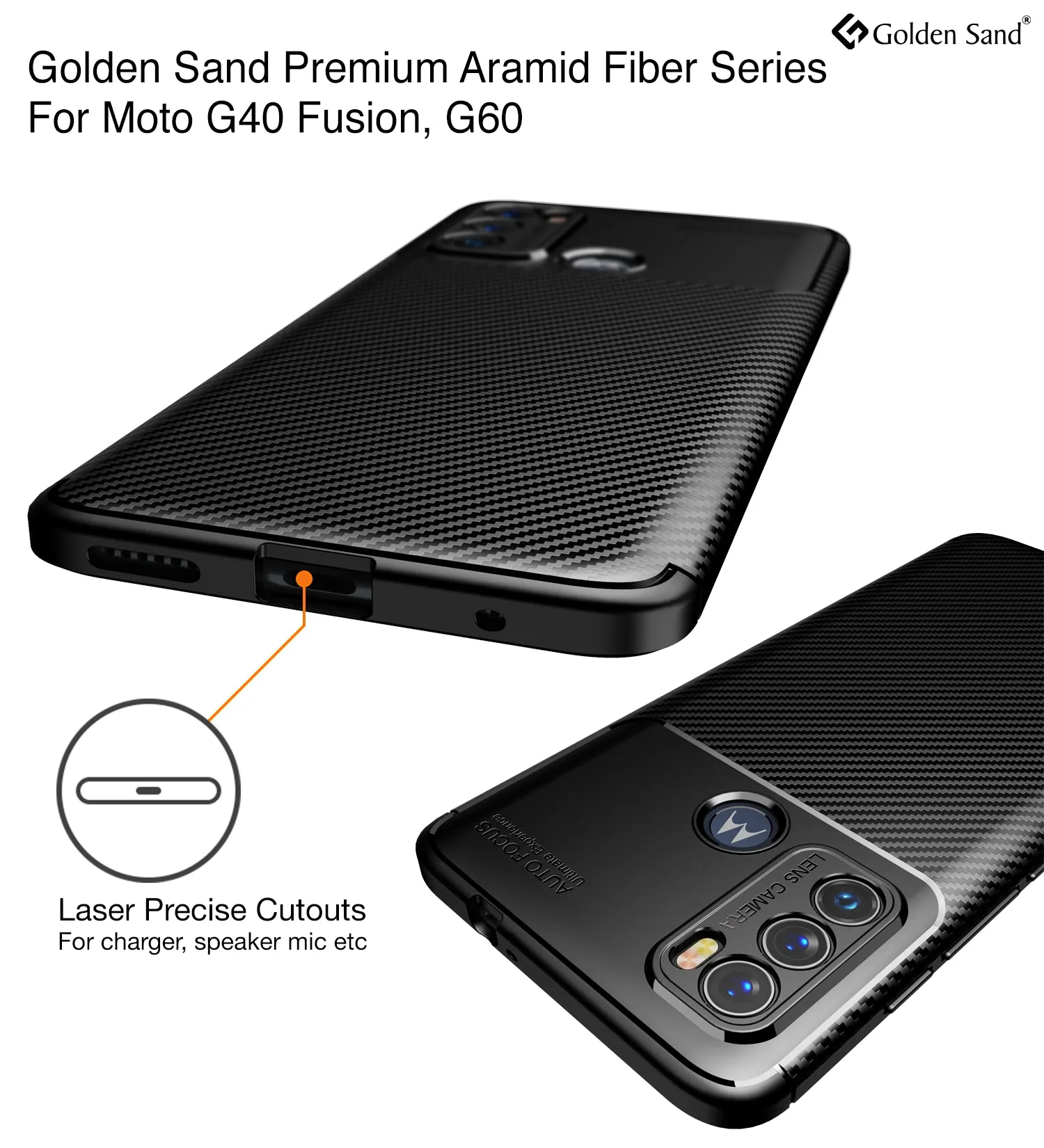 Aramid Fibre Series Shockproof Armor Back Case for Motorola Moto G40 Fusion, Motorola Moto G60, 6.8 inch, Black