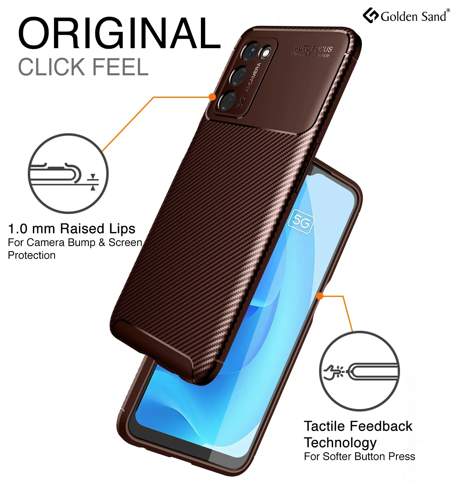 Aramid Fibre Series Shockproof Armor Back Case for Oppo A53s 5G, 6.52 inch, Brown