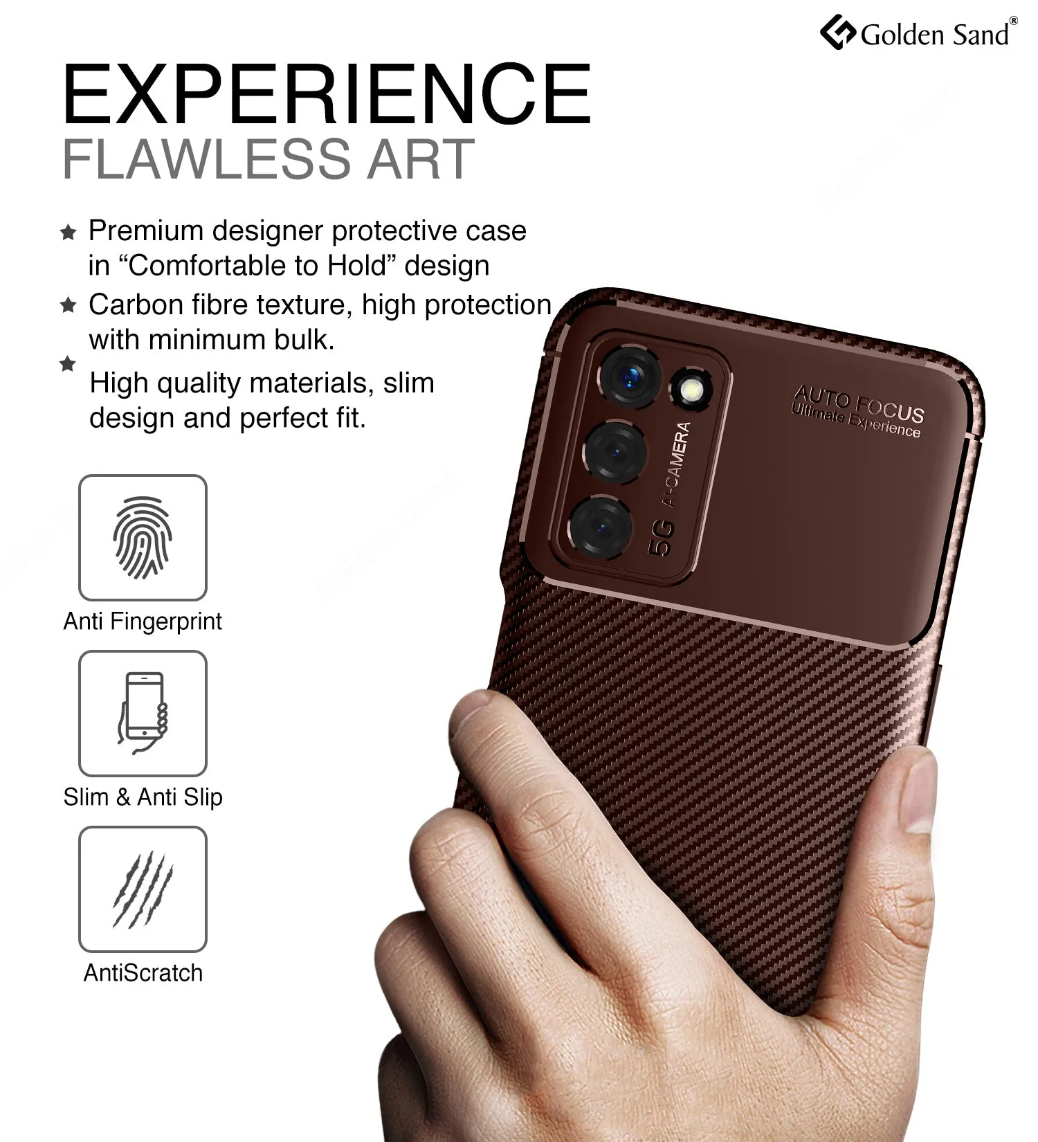Aramid Fibre Series Shockproof Armor Back Case for Oppo A53s 5G, 6.52 inch, Brown