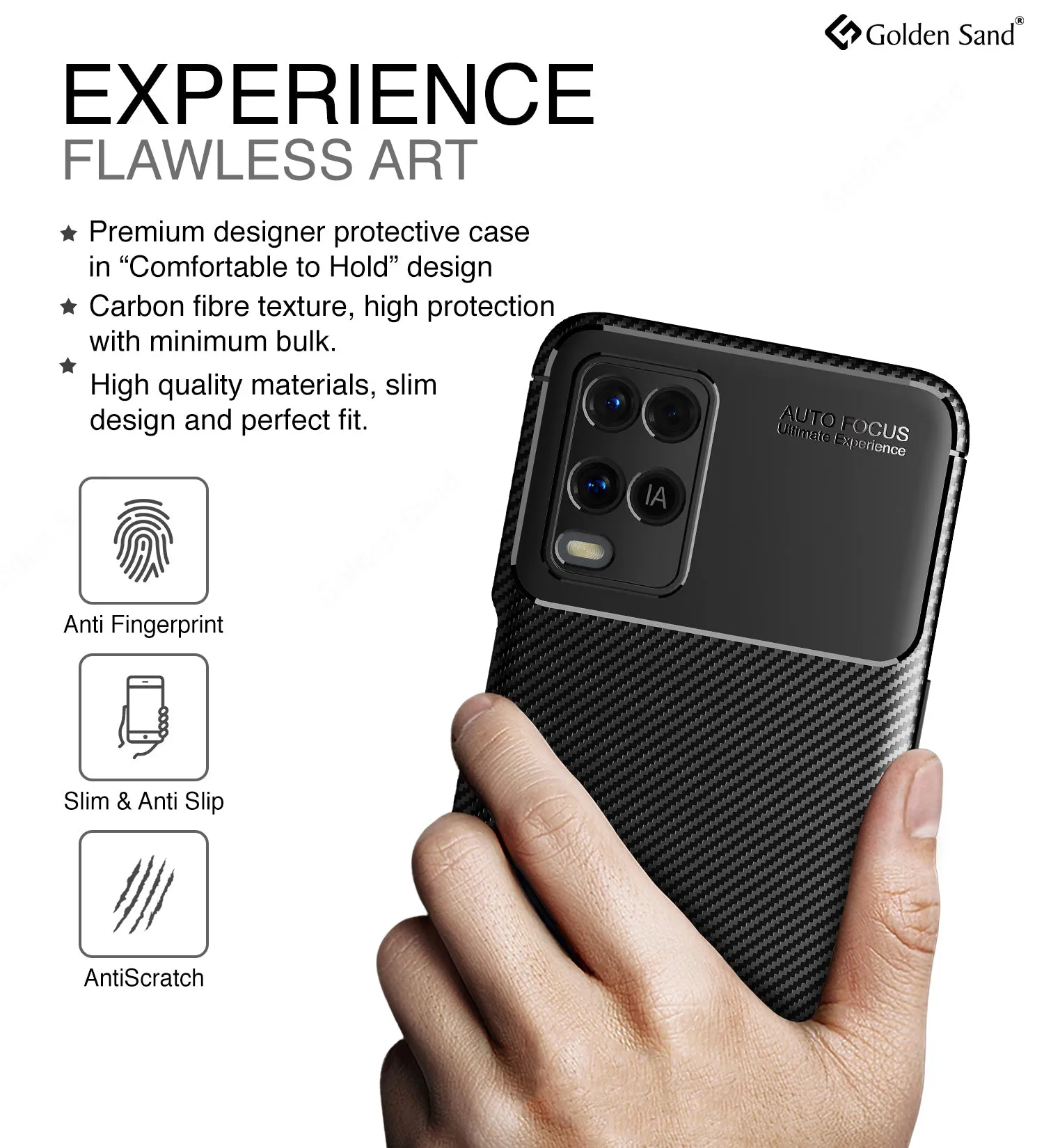 Aramid Fibre Series Shockproof Armor Back Case for Oppo A54 4G, 6.51 inch, Black