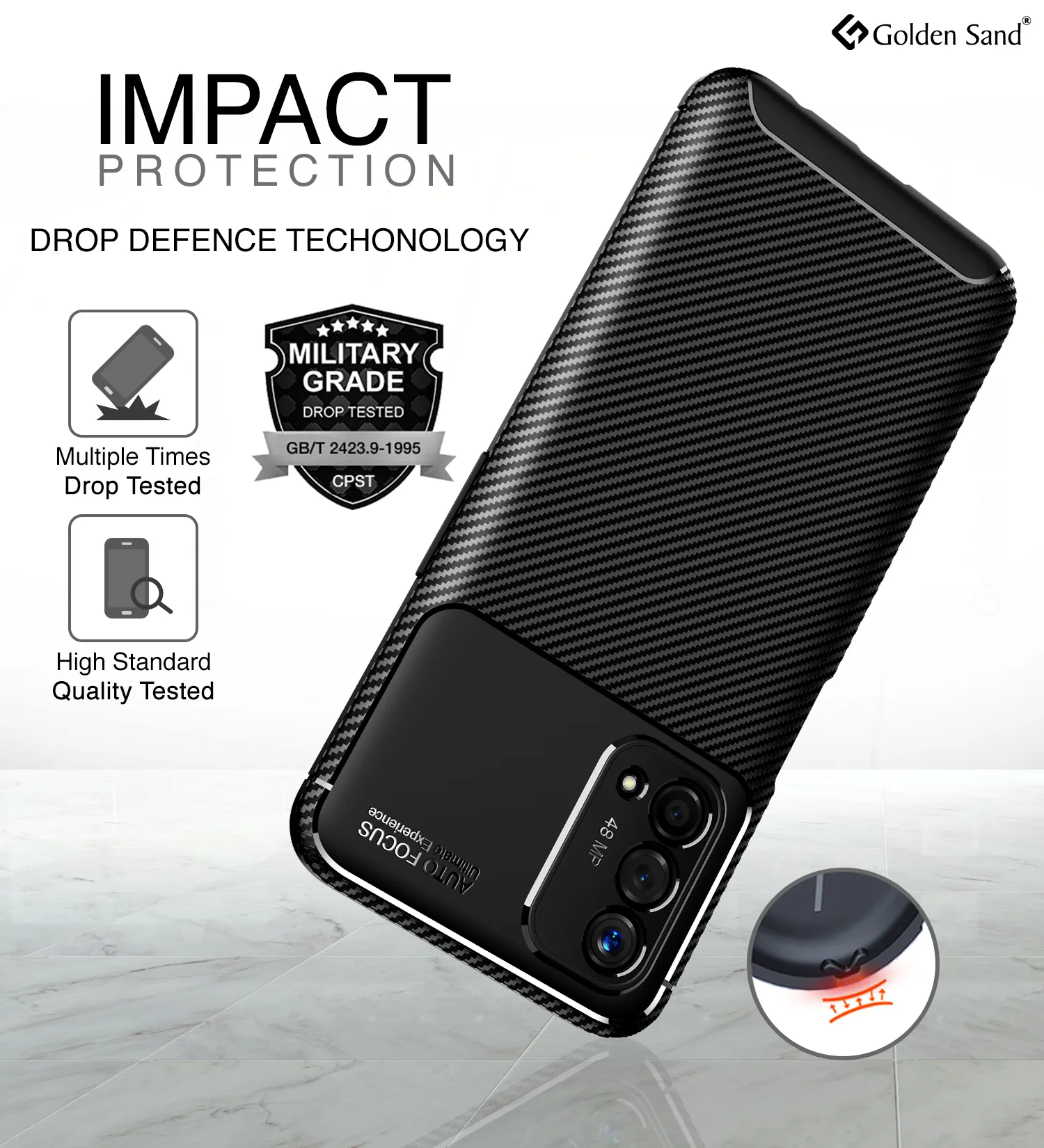 Aramid Fibre Series Shockproof Armor Back Case for Oppo A74 5G, 6.5 inch, Black
