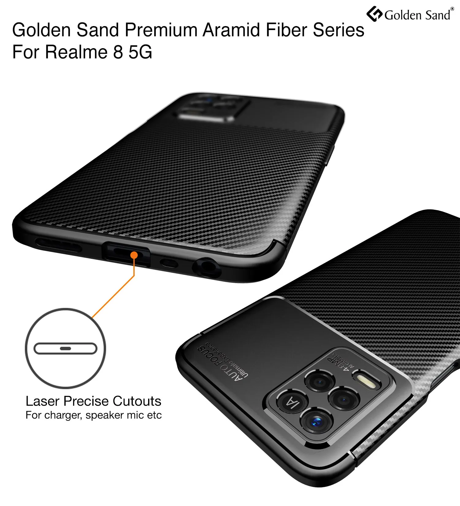 Aramid Fibre Series Shockproof Armor Back Case for Realme 9 5G, Realme 8s 5G, Realme 8 5G, Realme Narzo 30 5G, 6.5 inch, Black