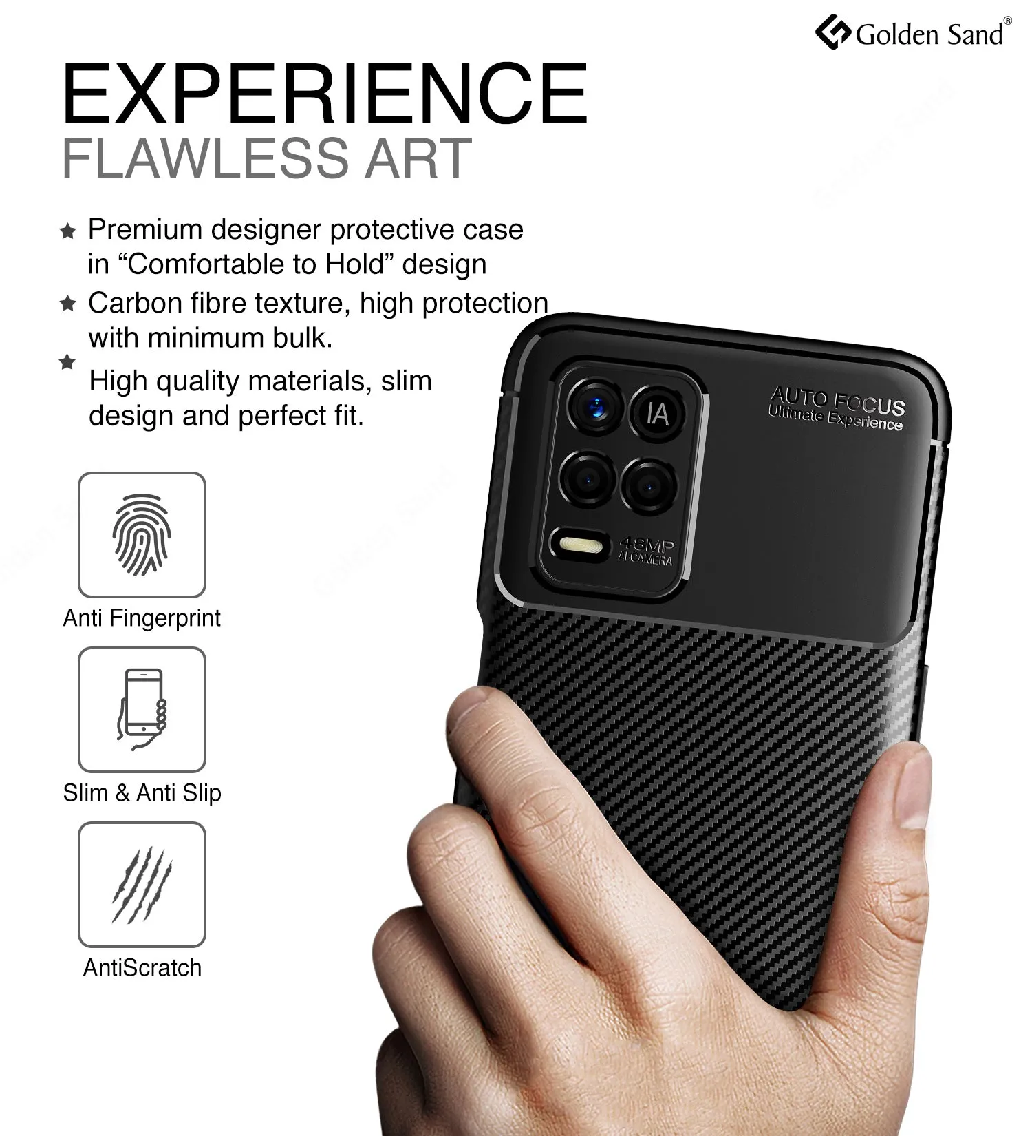 Aramid Fibre Series Shockproof Armor Back Case for Realme 9 5G, Realme 8s 5G, Realme 8 5G, Realme Narzo 30 5G, 6.5 inch, Black