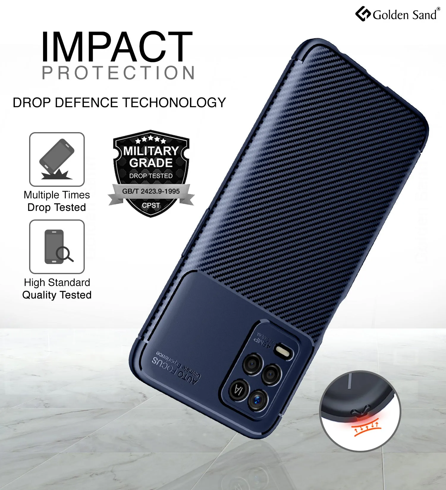 Aramid Fibre Series Shockproof Armor Back Case for Realme 9 5G, Realme 8s 5G, Realme 8 5G, Realme Narzo 30 5G, 6.5 inch, Blue