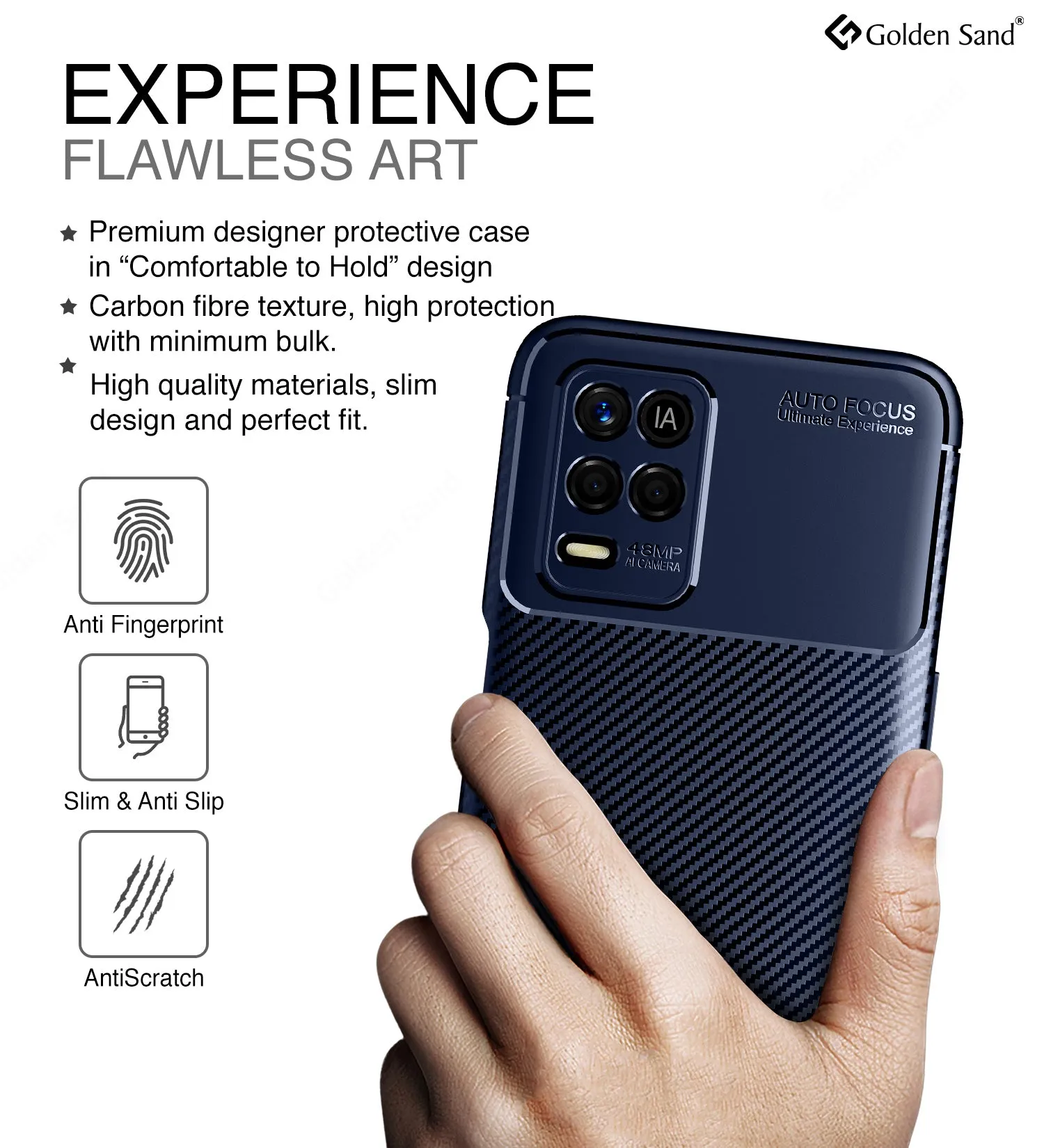 Aramid Fibre Series Shockproof Armor Back Case for Realme 9 5G, Realme 8s 5G, Realme 8 5G, Realme Narzo 30 5G, 6.5 inch, Blue