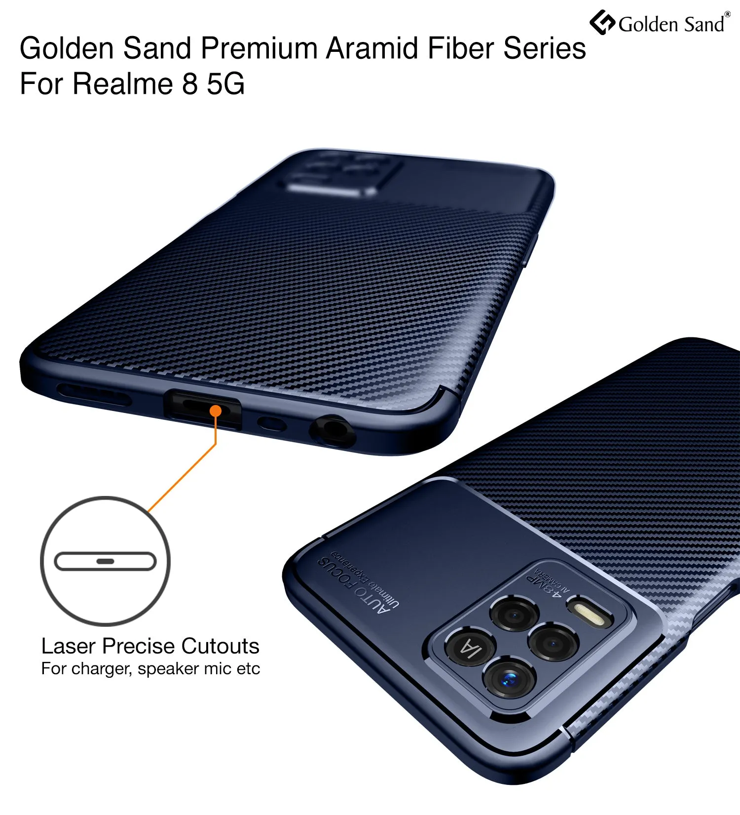 Aramid Fibre Series Shockproof Armor Back Case for Realme 9 5G, Realme 8s 5G, Realme 8 5G, Realme Narzo 30 5G, 6.5 inch, Blue