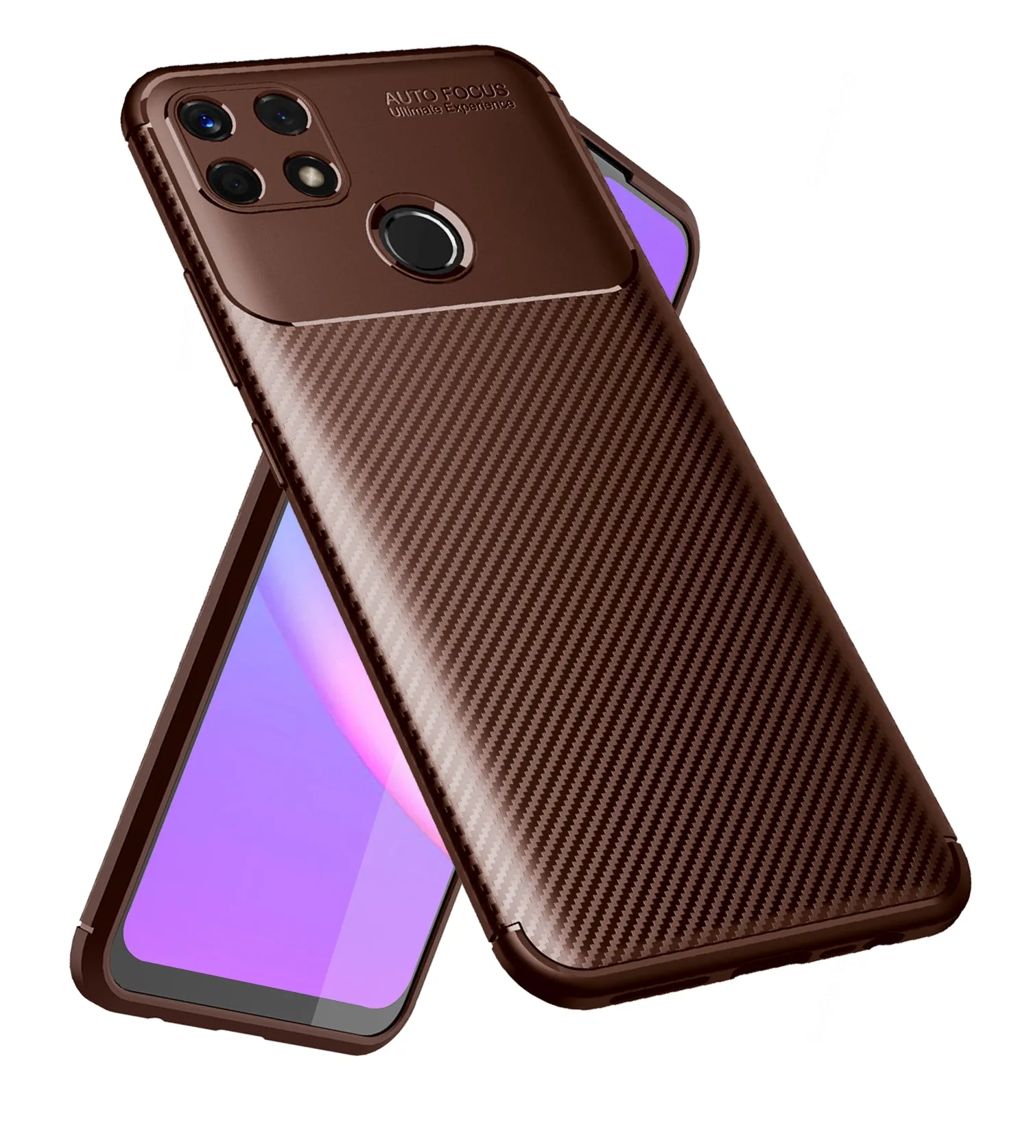 Aramid Fibre Series Shockproof Armor Back Case for Realme Narzo 30A, Realme C25, Realme C25s, 6.5 inch, Brown