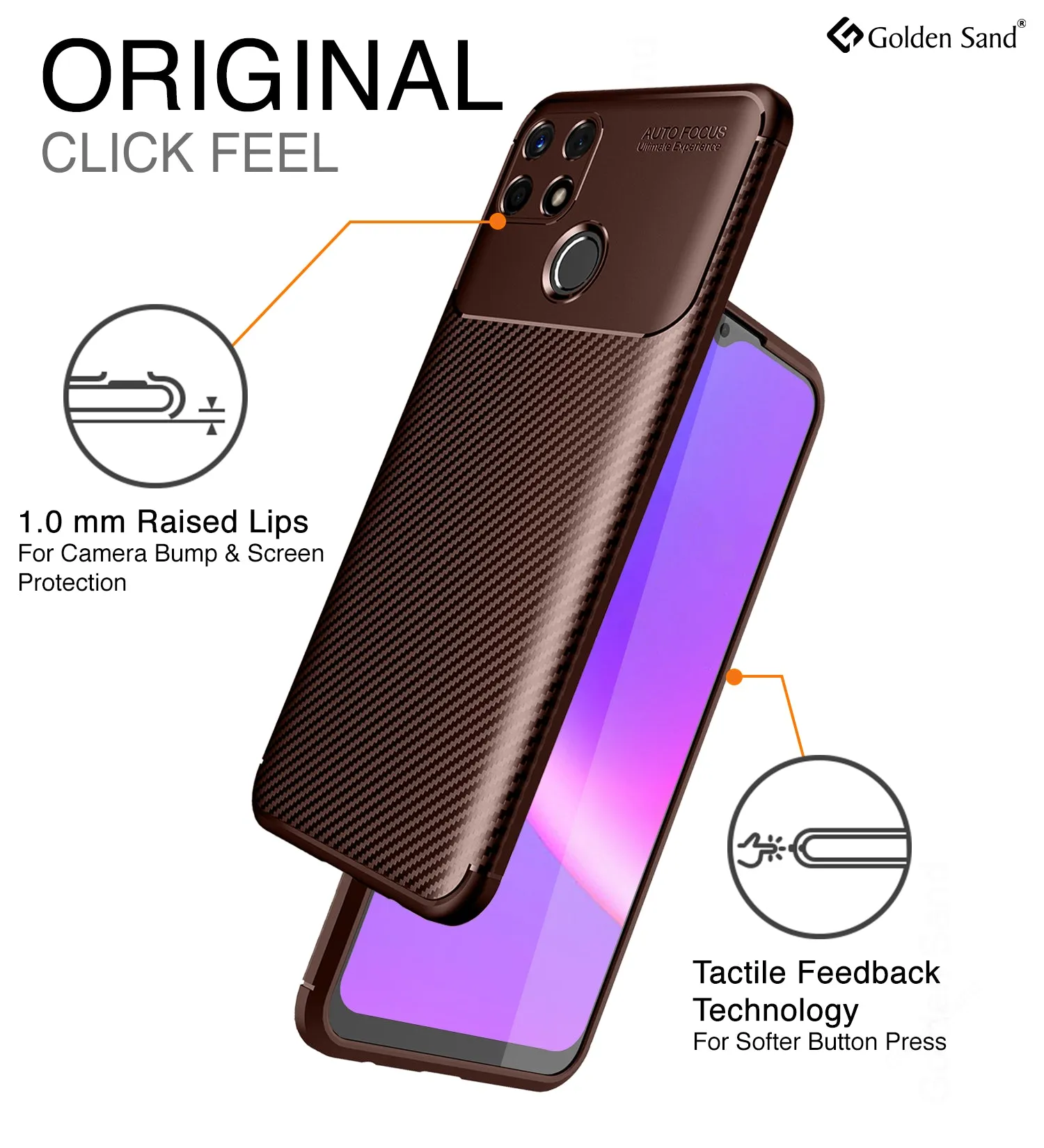 Aramid Fibre Series Shockproof Armor Back Case for Realme Narzo 30A, Realme C25, Realme C25s, 6.5 inch, Brown