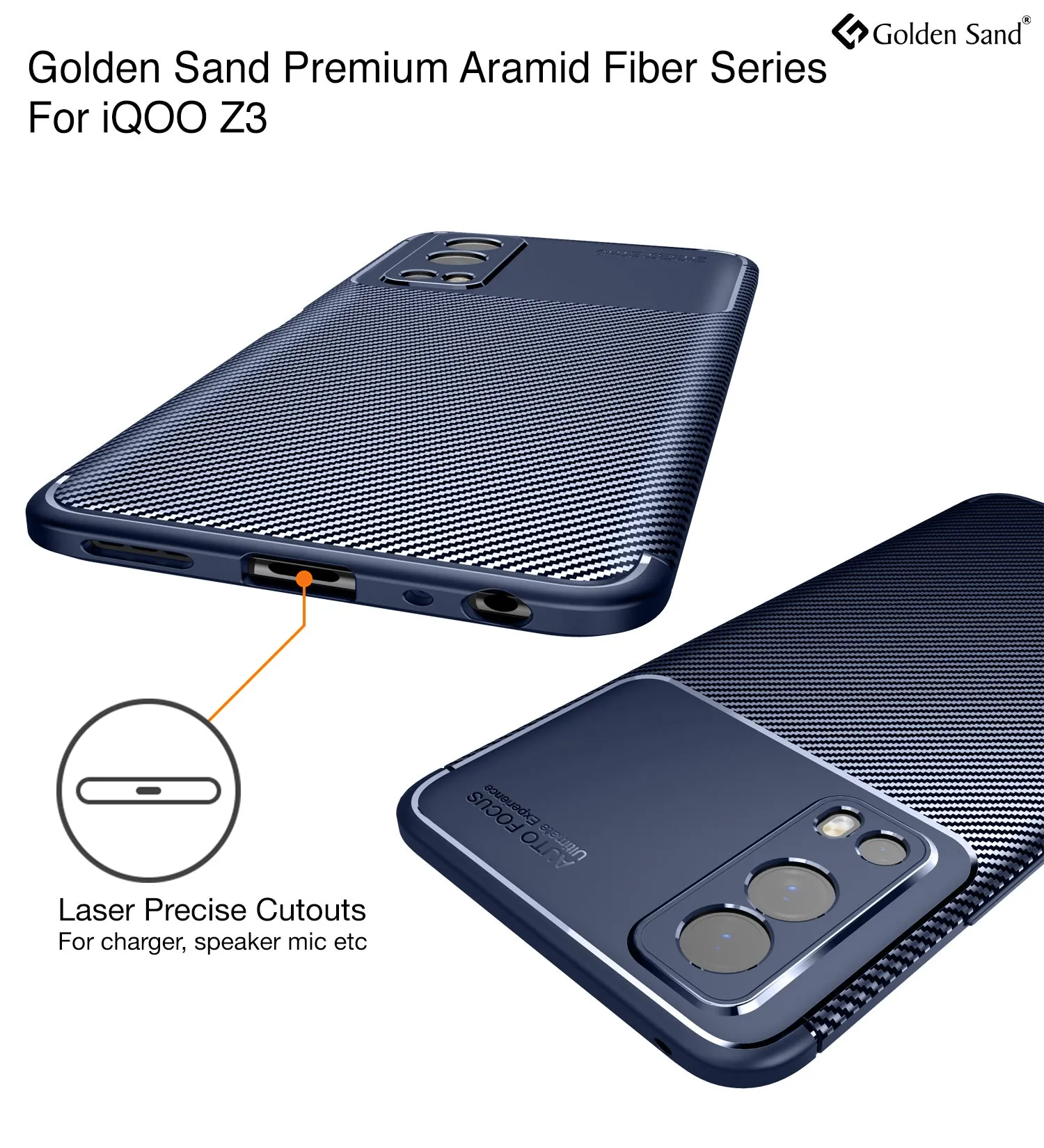Aramid Fibre Series Shockproof Armor Back Case for vivo iQOO Z3,, 6.58 inch, Blue