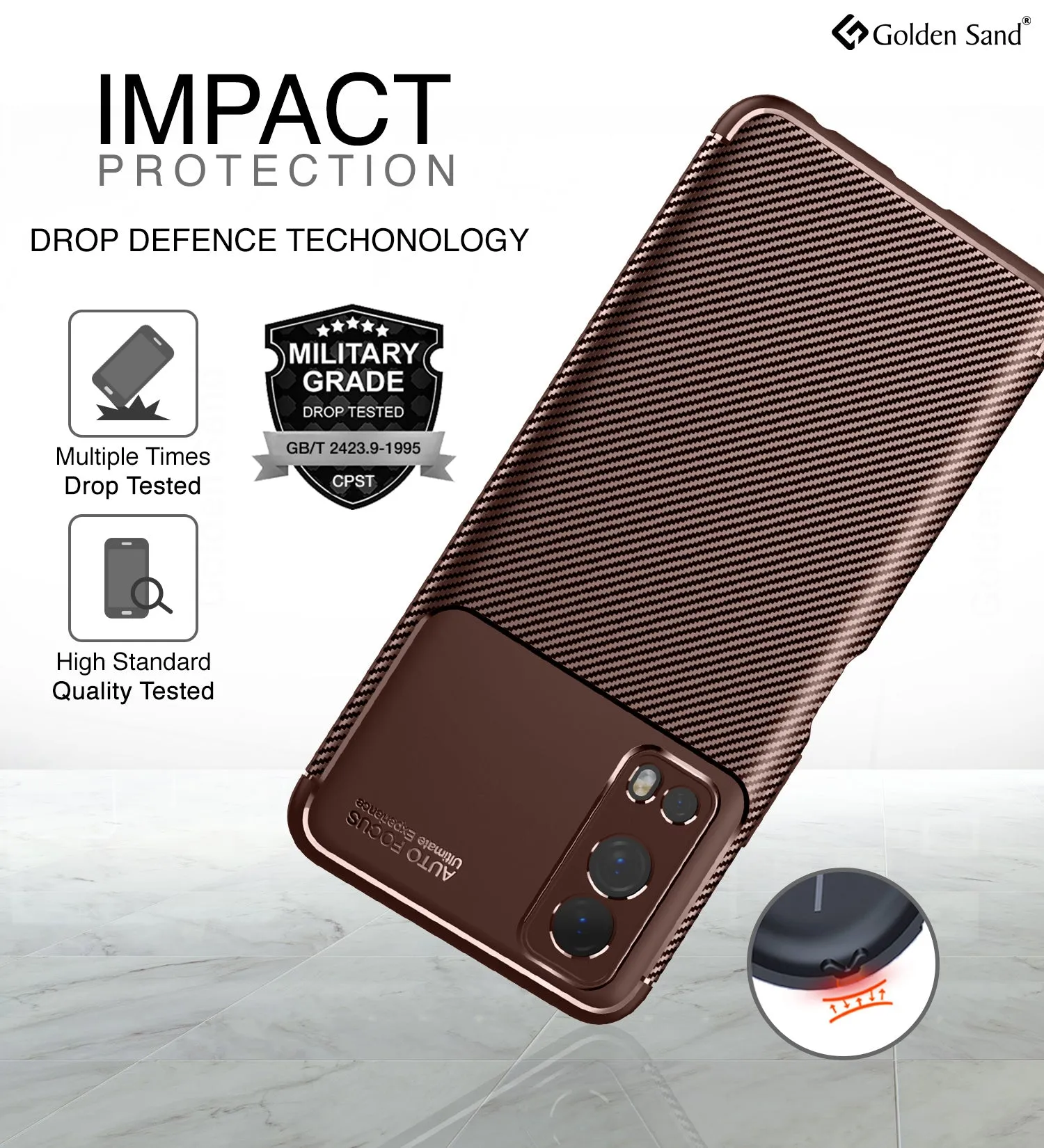 Aramid Fibre Series Shockproof Armor Back Case for vivo iQOO Z3, 6.58 inch, Brown