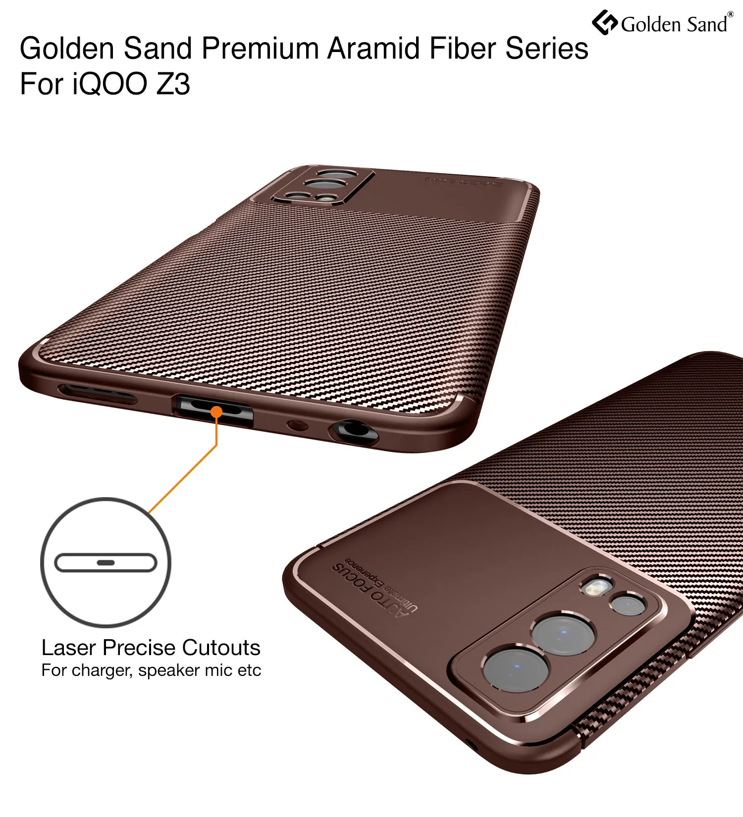 Aramid Fibre Series Shockproof Armor Back Case for vivo iQOO Z3, 6.58 inch, Brown
