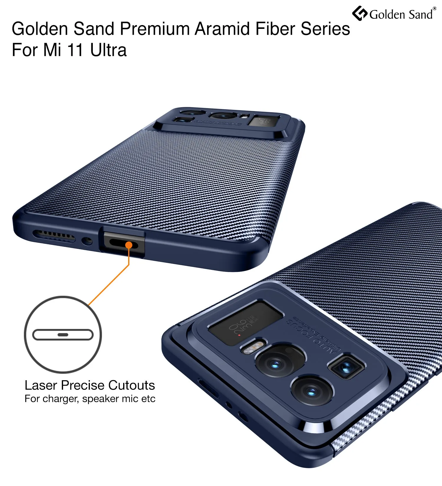 Aramid Fibre Series Shockproof Armor Back Case for Xiaomi Mi 11 Ultra, 6.81 inch, Blue
