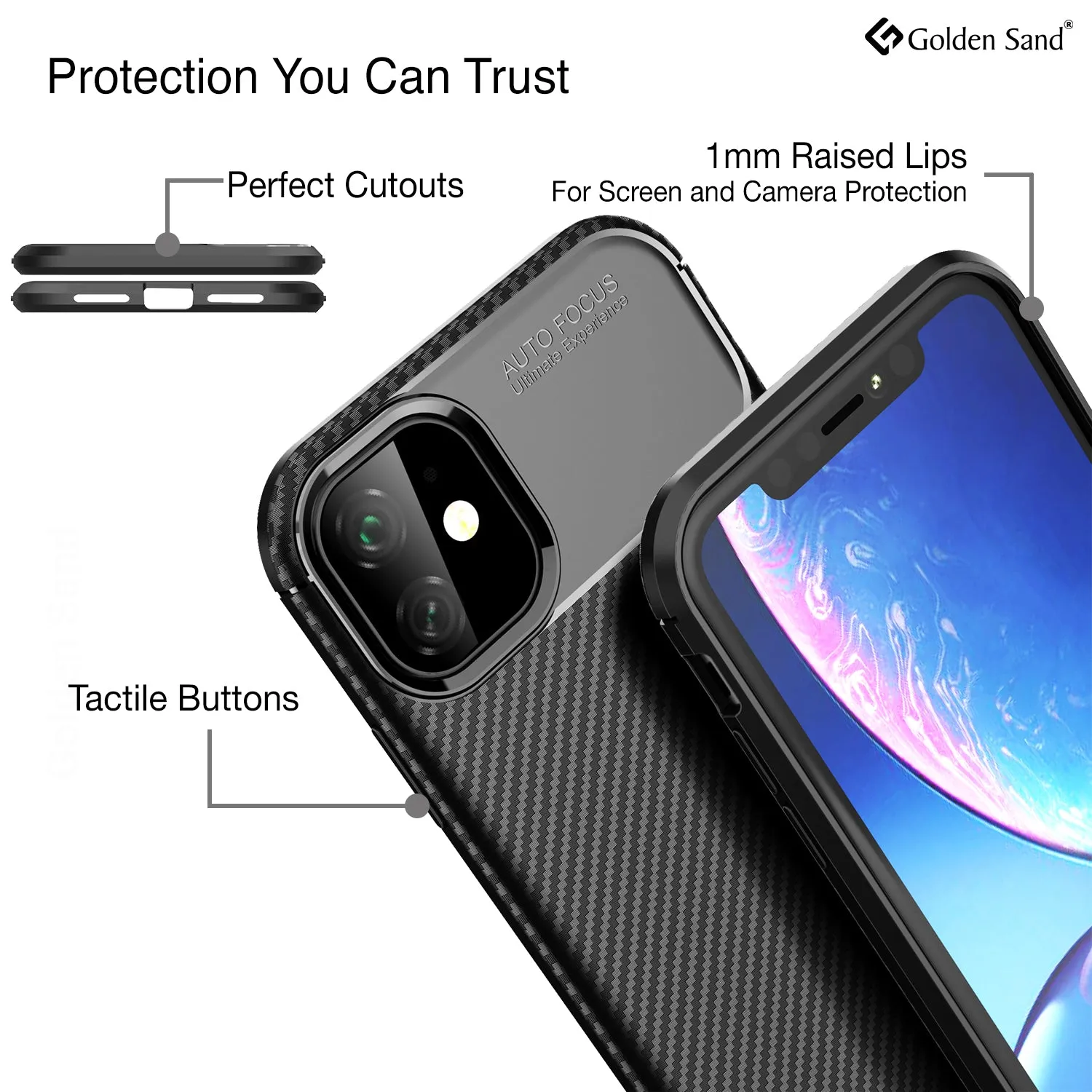 Aramid Fibre Series Shockproof Armor Back Cover for Apple iPhone 11 6.1 inch, Black