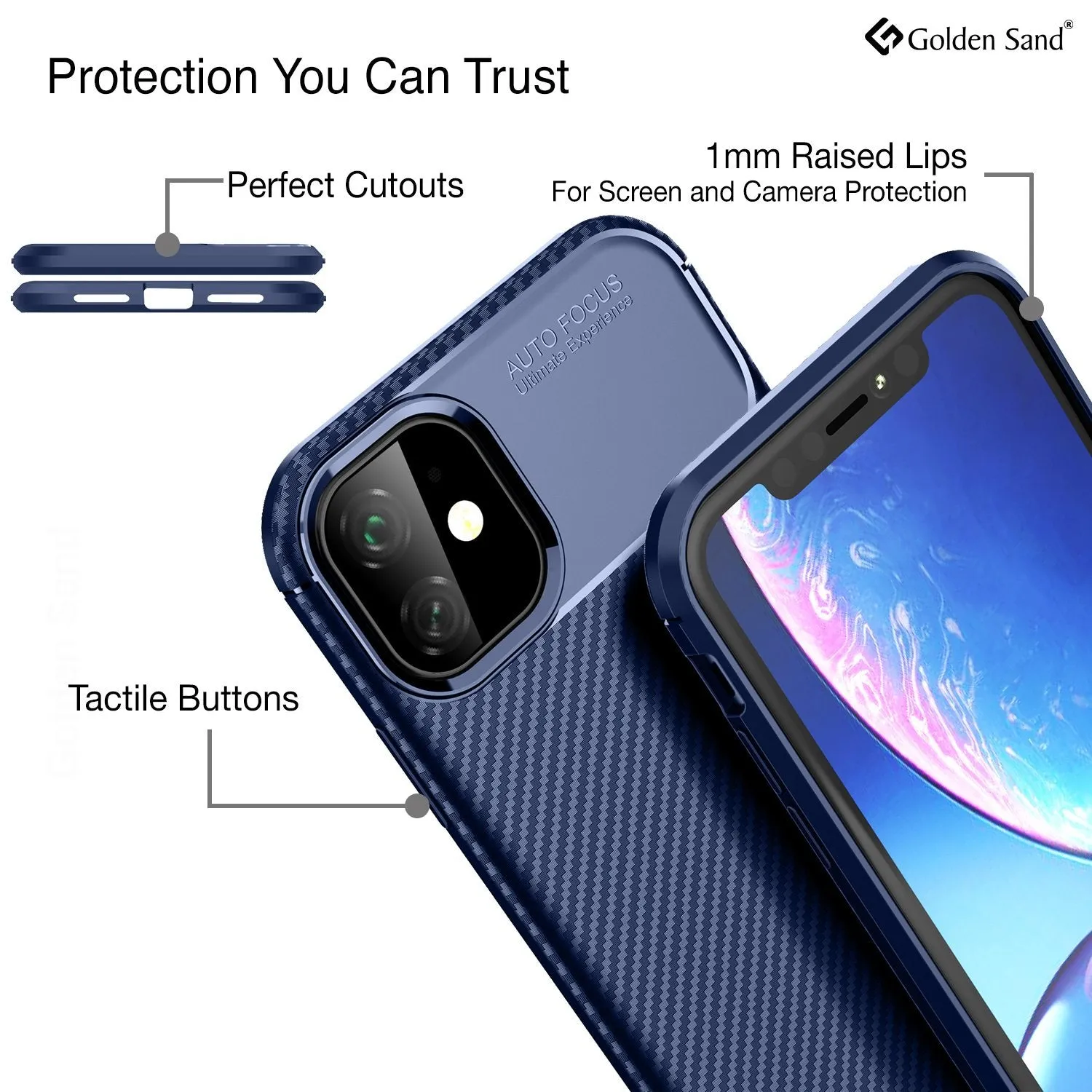 Aramid Fibre Series Shockproof Armor Back Cover for Apple iPhone 11 6.1 inch, Blue