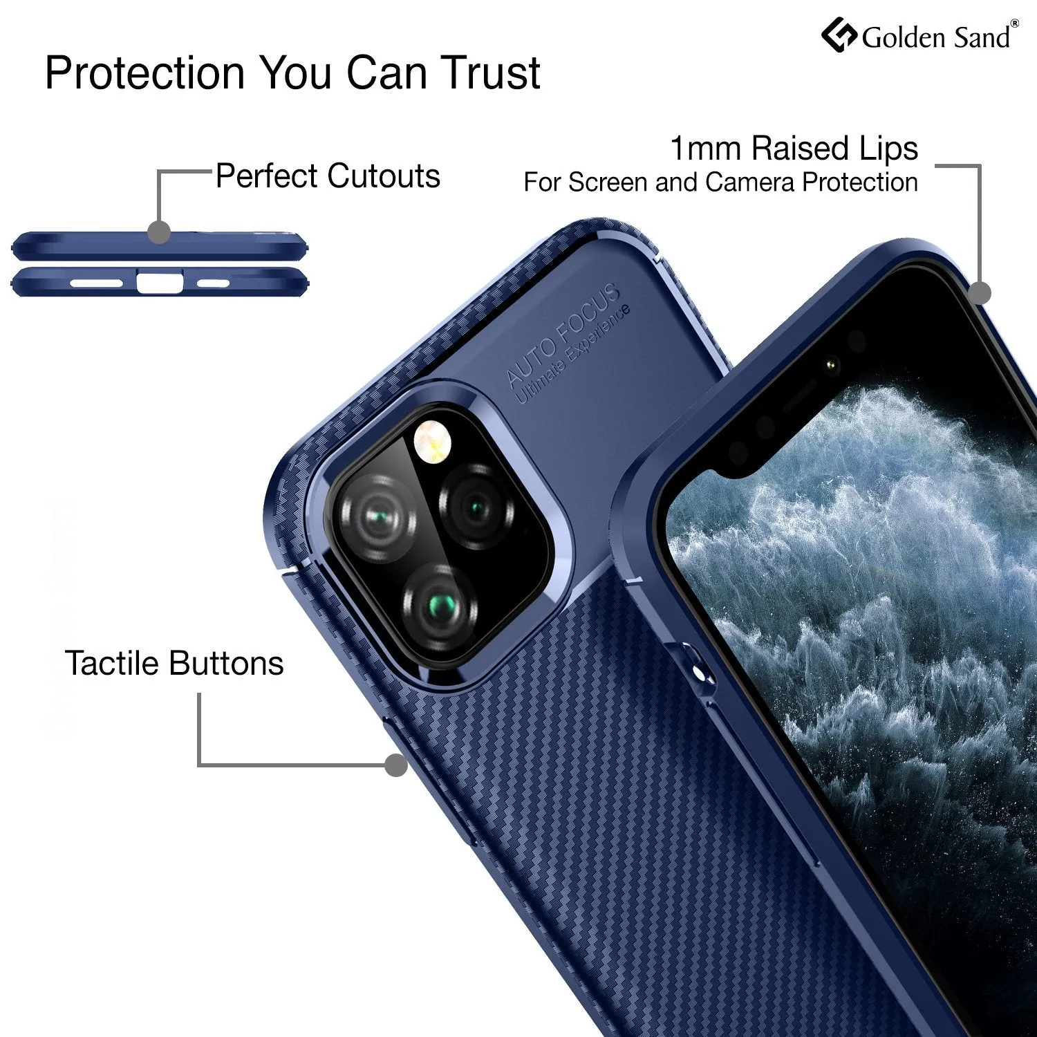 Aramid Fibre Series Shockproof Armor Back Cover for Apple iPhone 11 Pro 5.8 inch, Blue