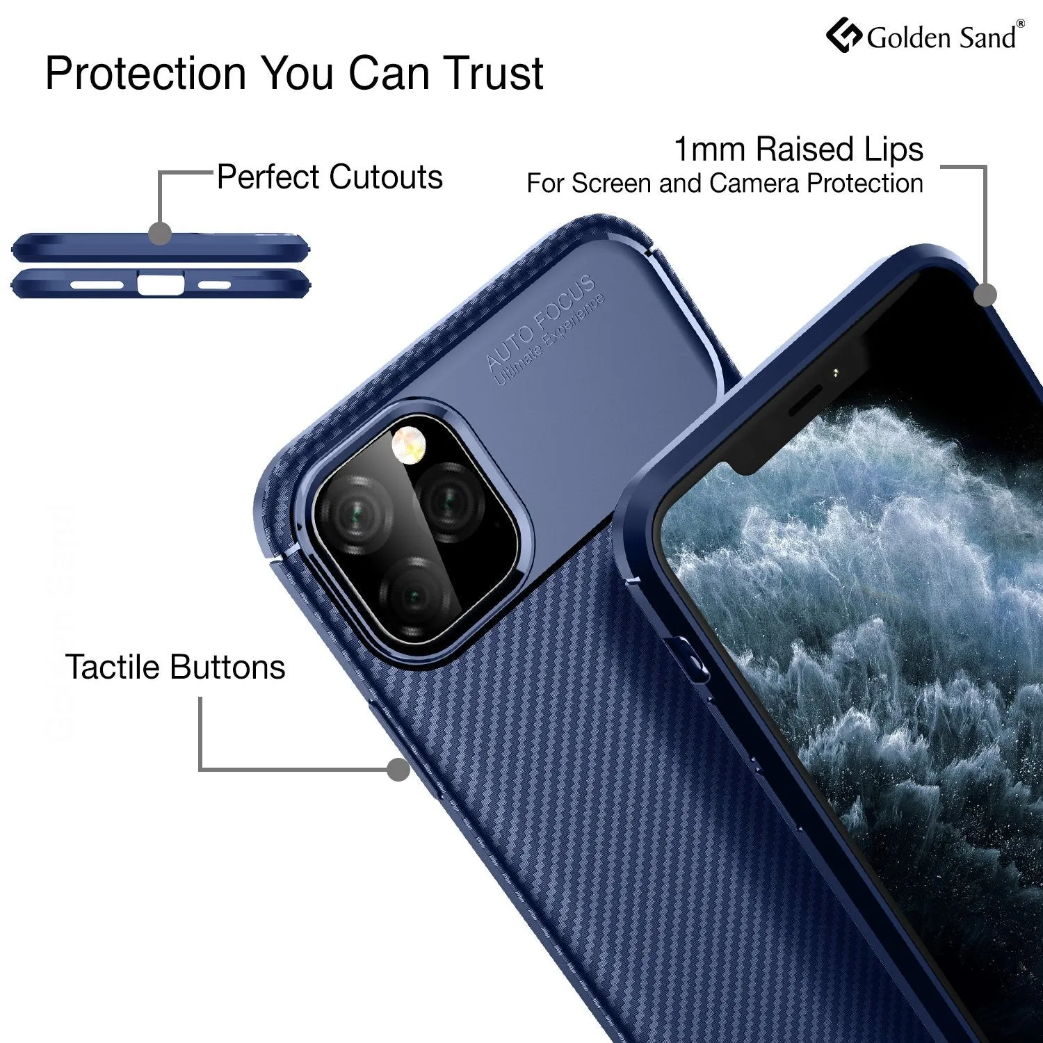 Aramid Fibre Series Shockproof Armor Back Cover for Apple iPhone 11 Pro Max 6.5 inch, Blue