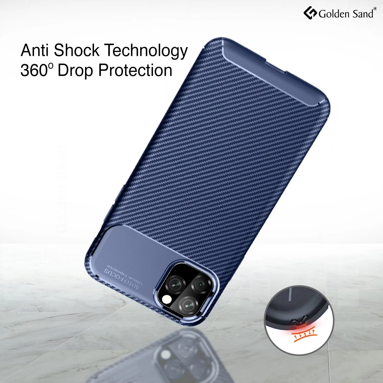 Aramid Fibre Series Shockproof Armor Back Cover for Apple iPhone 11 Pro Max 6.5 inch, Blue