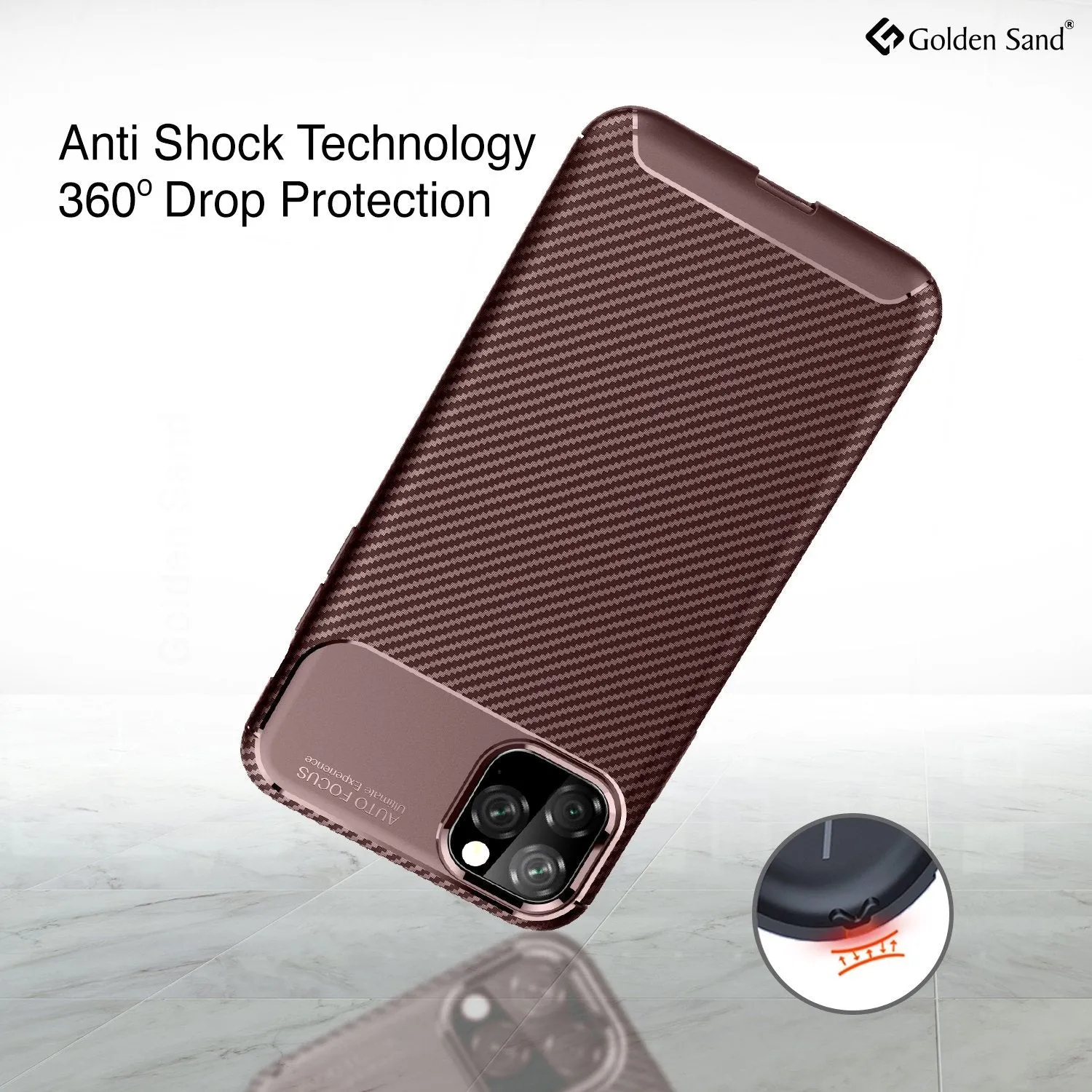 Aramid Fibre Series Shockproof Armor Back Cover for Apple iPhone 11 Pro Max 6.5 inch, Brown