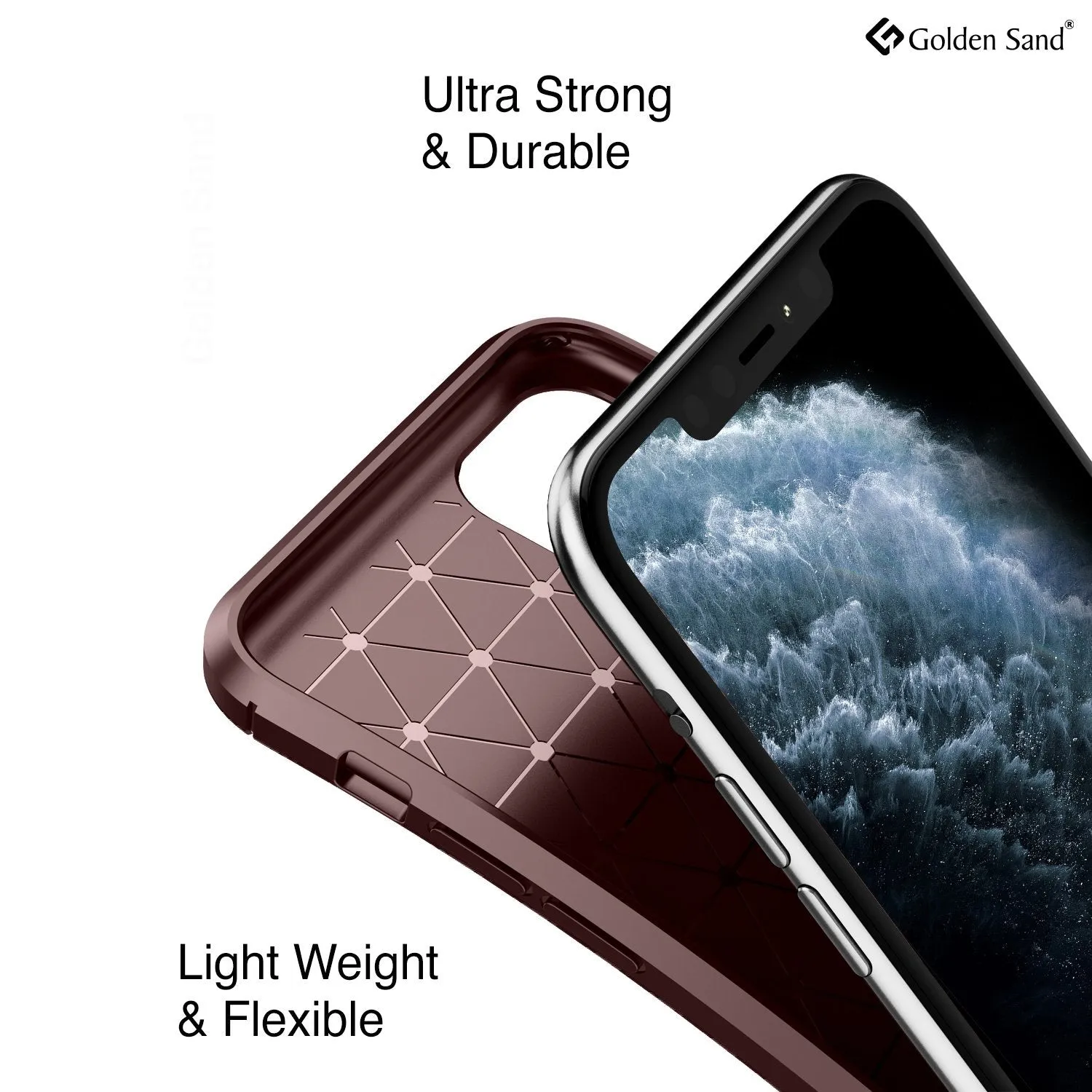 Aramid Fibre Series Shockproof Armor Back Cover for Apple iPhone 11 Pro Max 6.5 inch, Brown