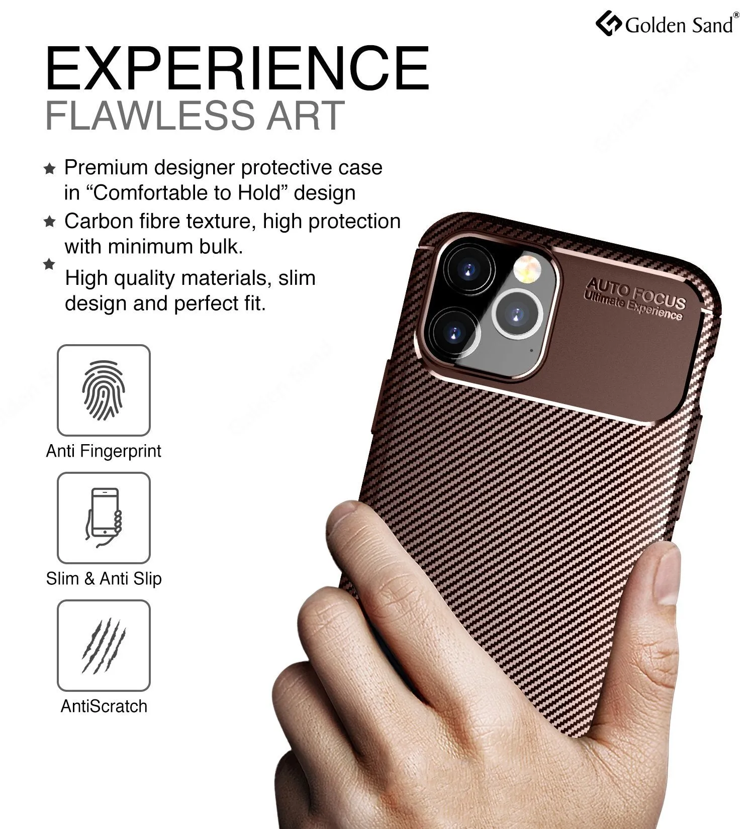 Aramid Fibre Series Shockproof Armor Back Cover for Apple iPhone 12 Pro, Brown
