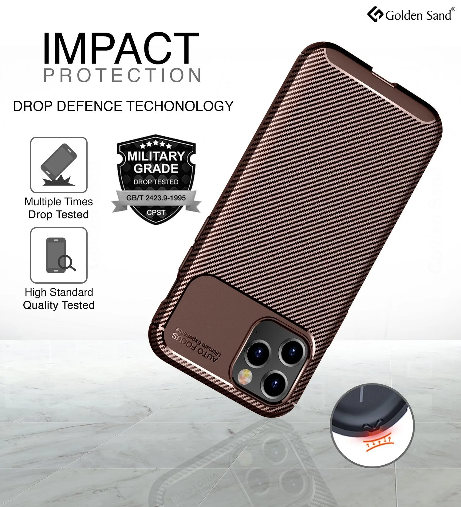 Aramid Fibre Series Shockproof Armor Back Cover for Apple iPhone 12 Pro, Brown