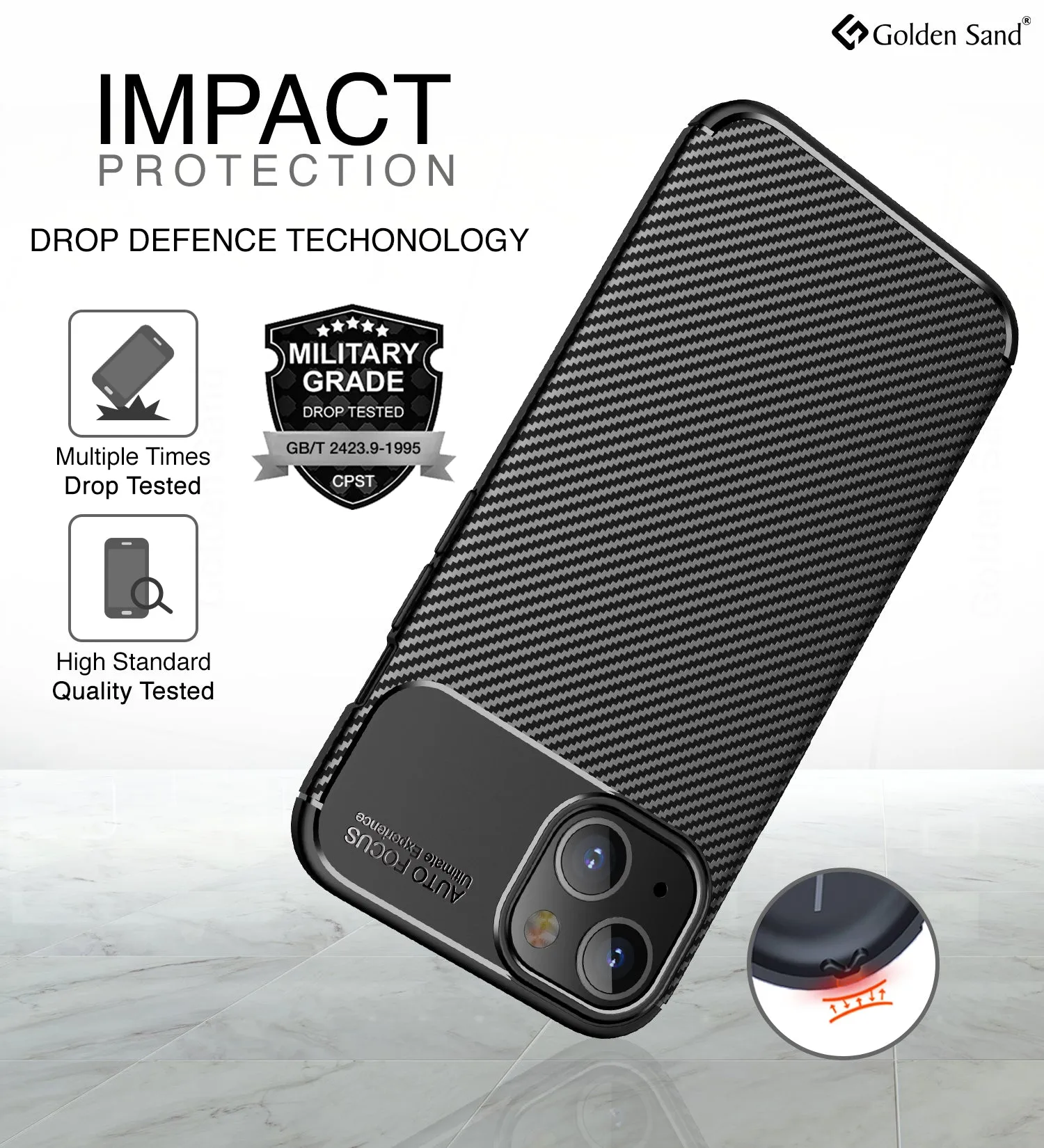 Aramid Fibre Series Shockproof Armor Back Cover for Apple iPhone 13, 6.1 inch, Black
